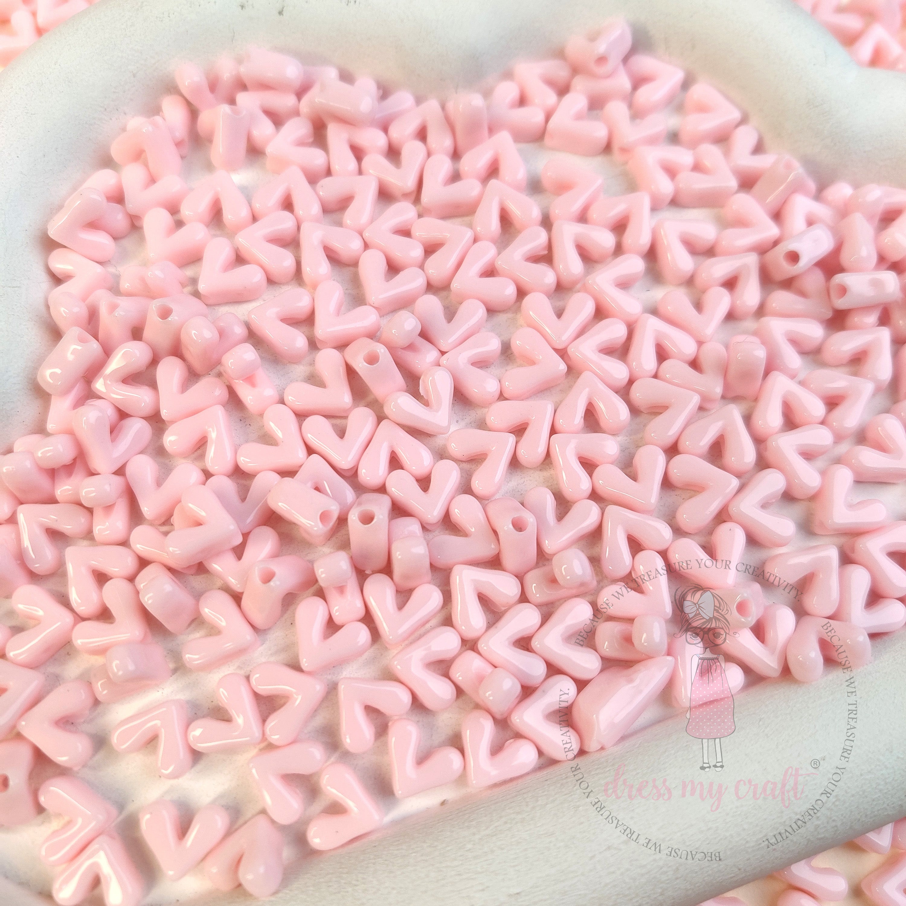 Pastel pink Heart Beads