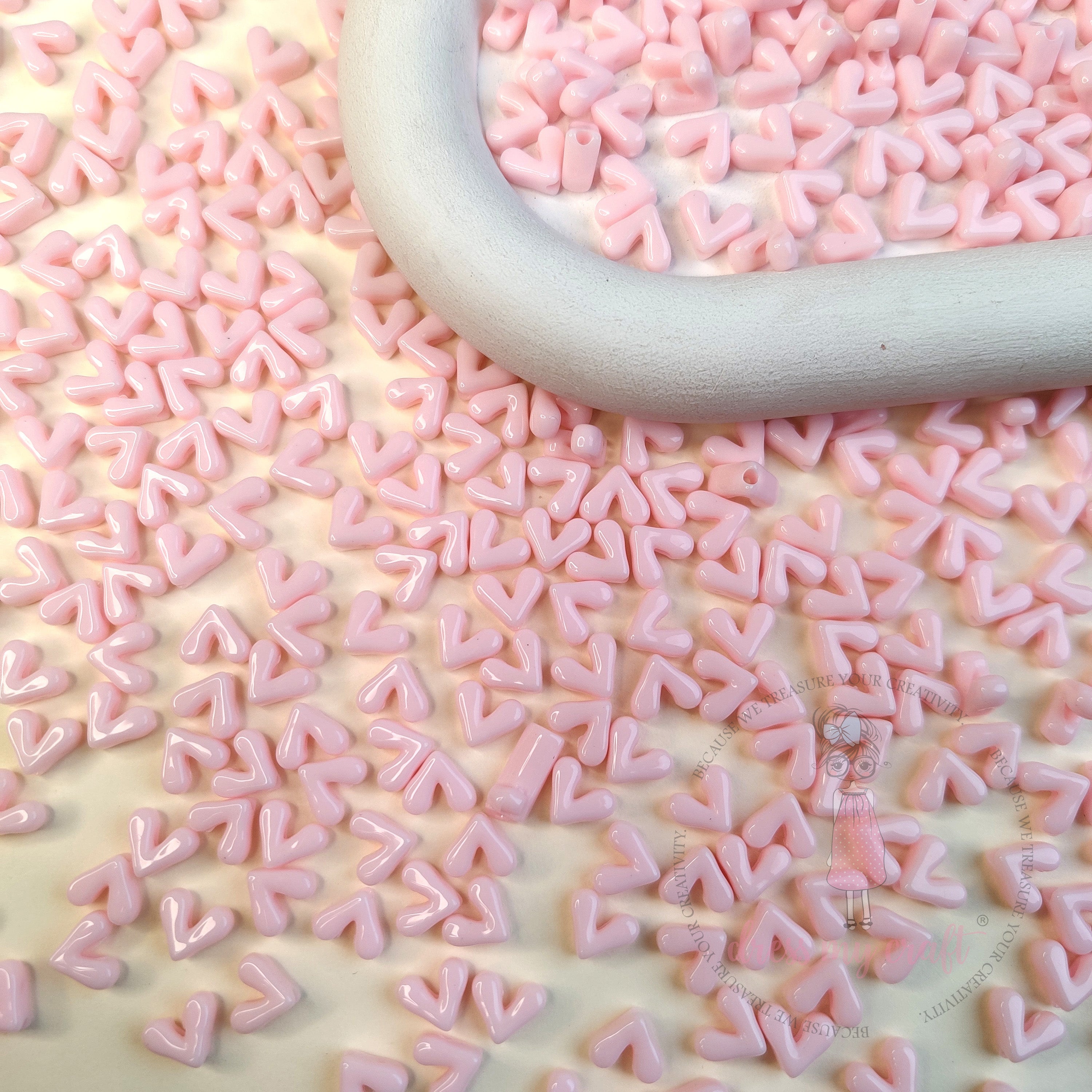 Pastel pink Heart Beads