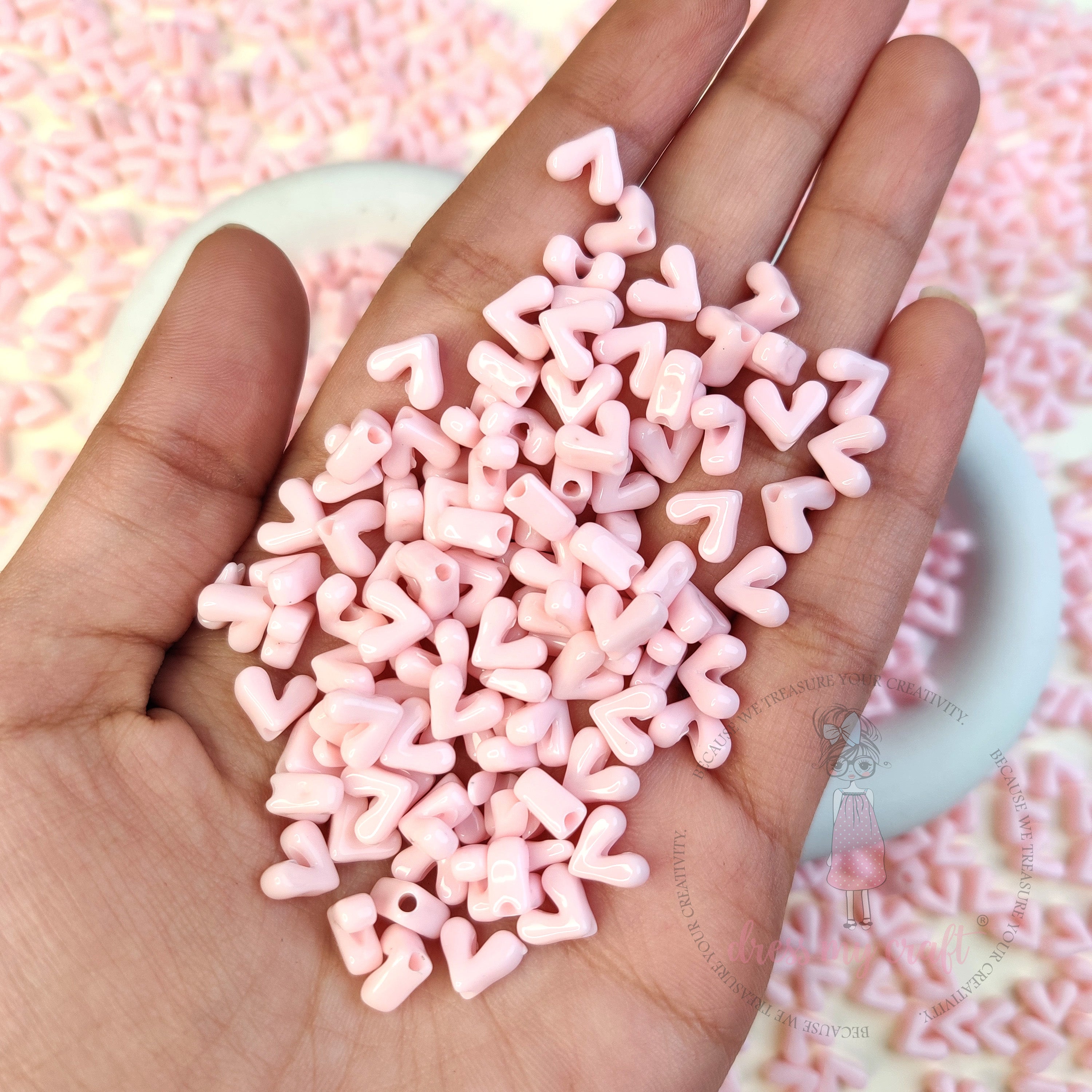 Pastel pink Heart Beads
