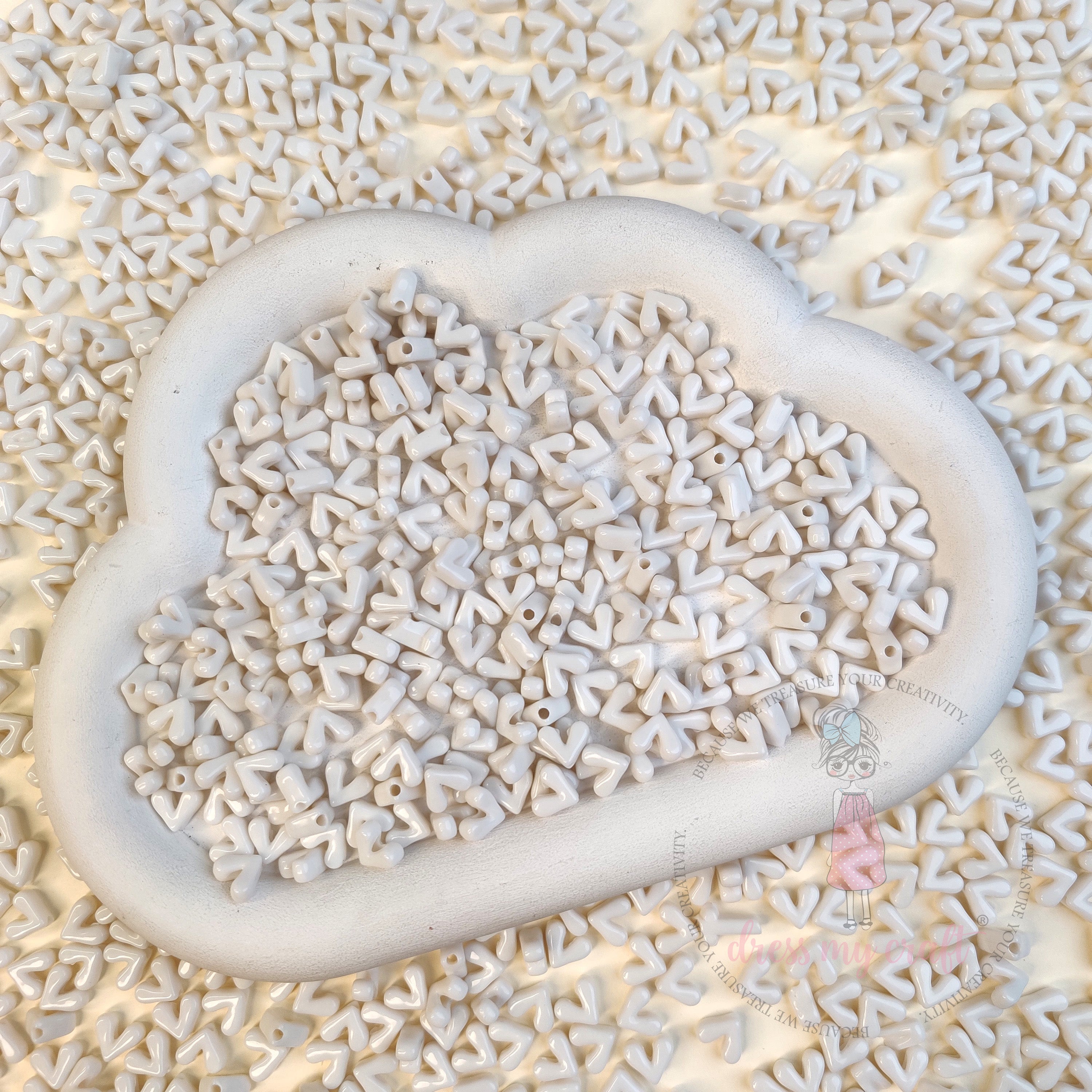 Milky White Heart Beads