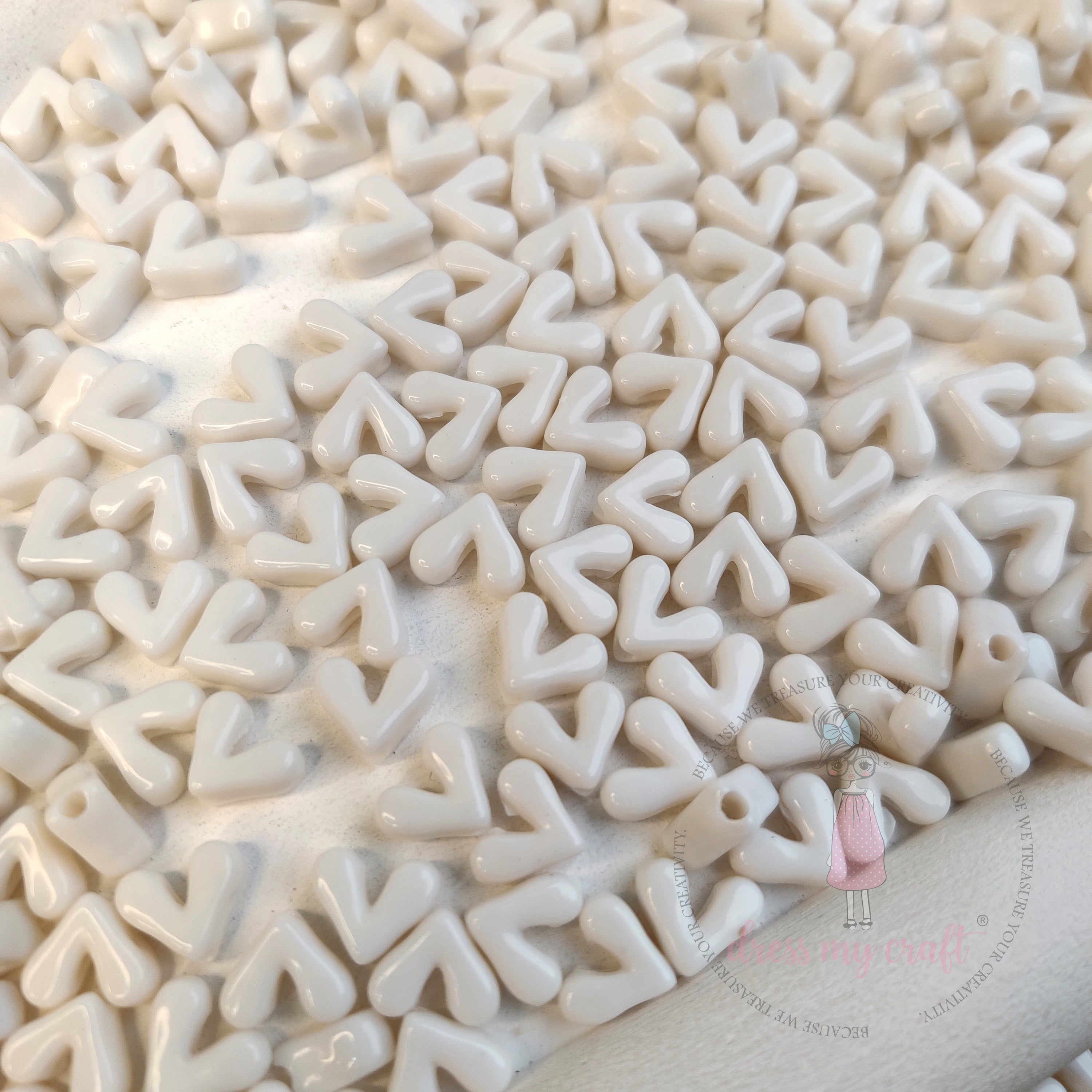 Milky White Heart Beads