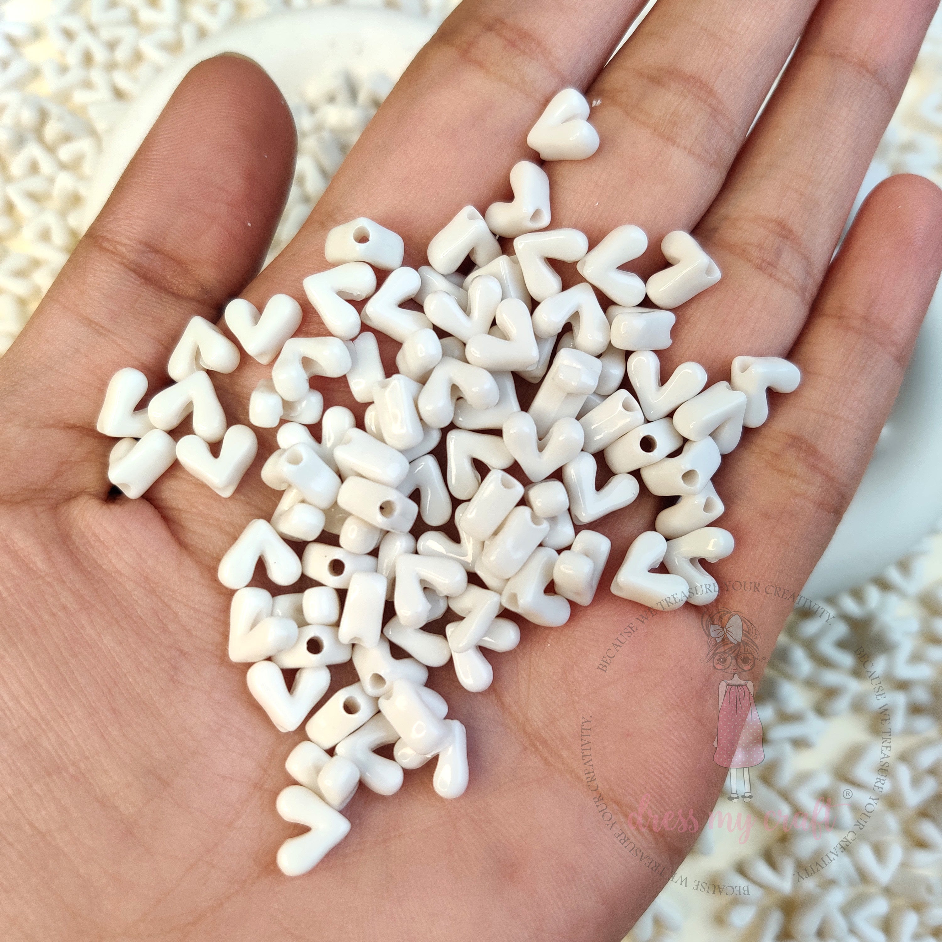 Milky White Heart Beads
