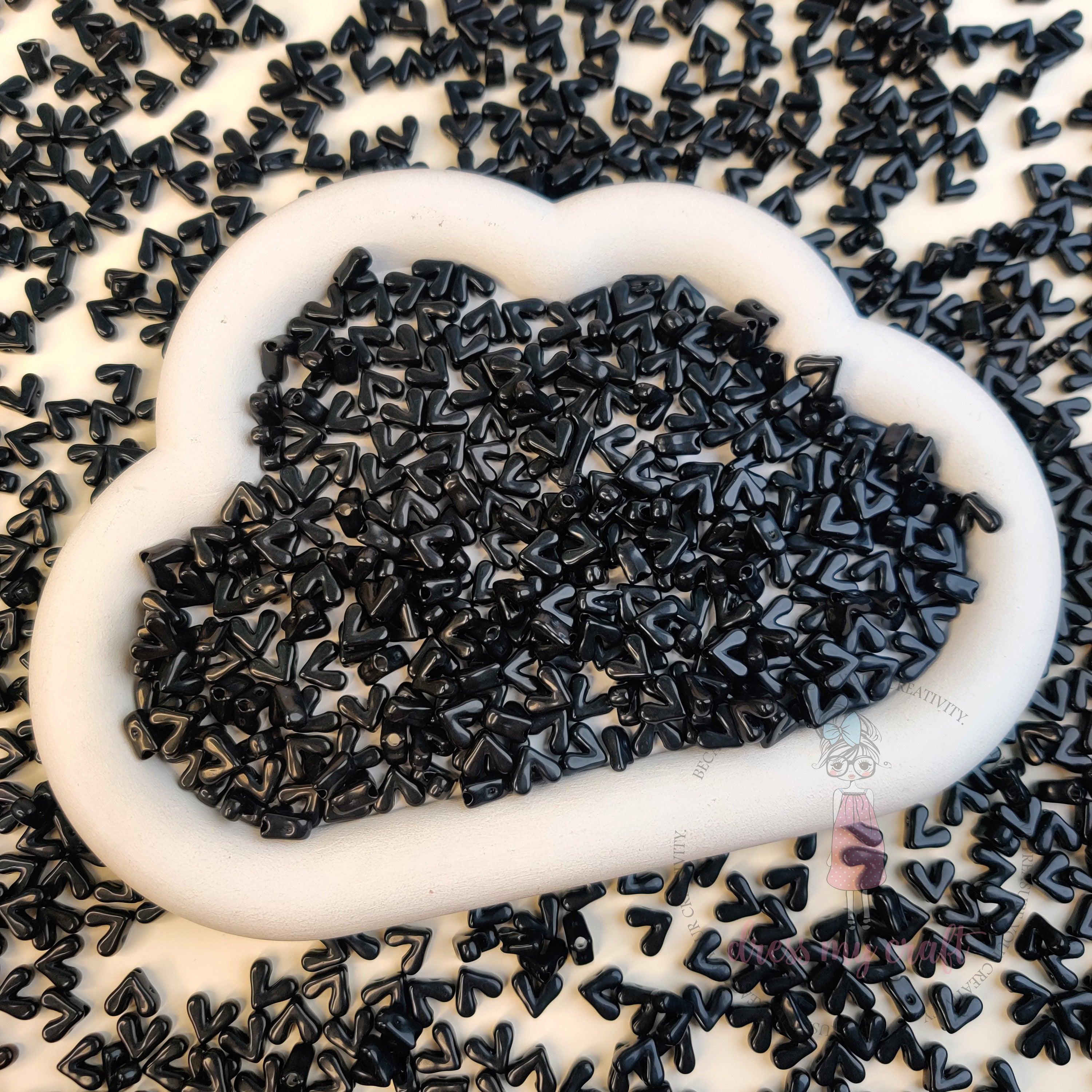 Dreamy Black Heart Beads