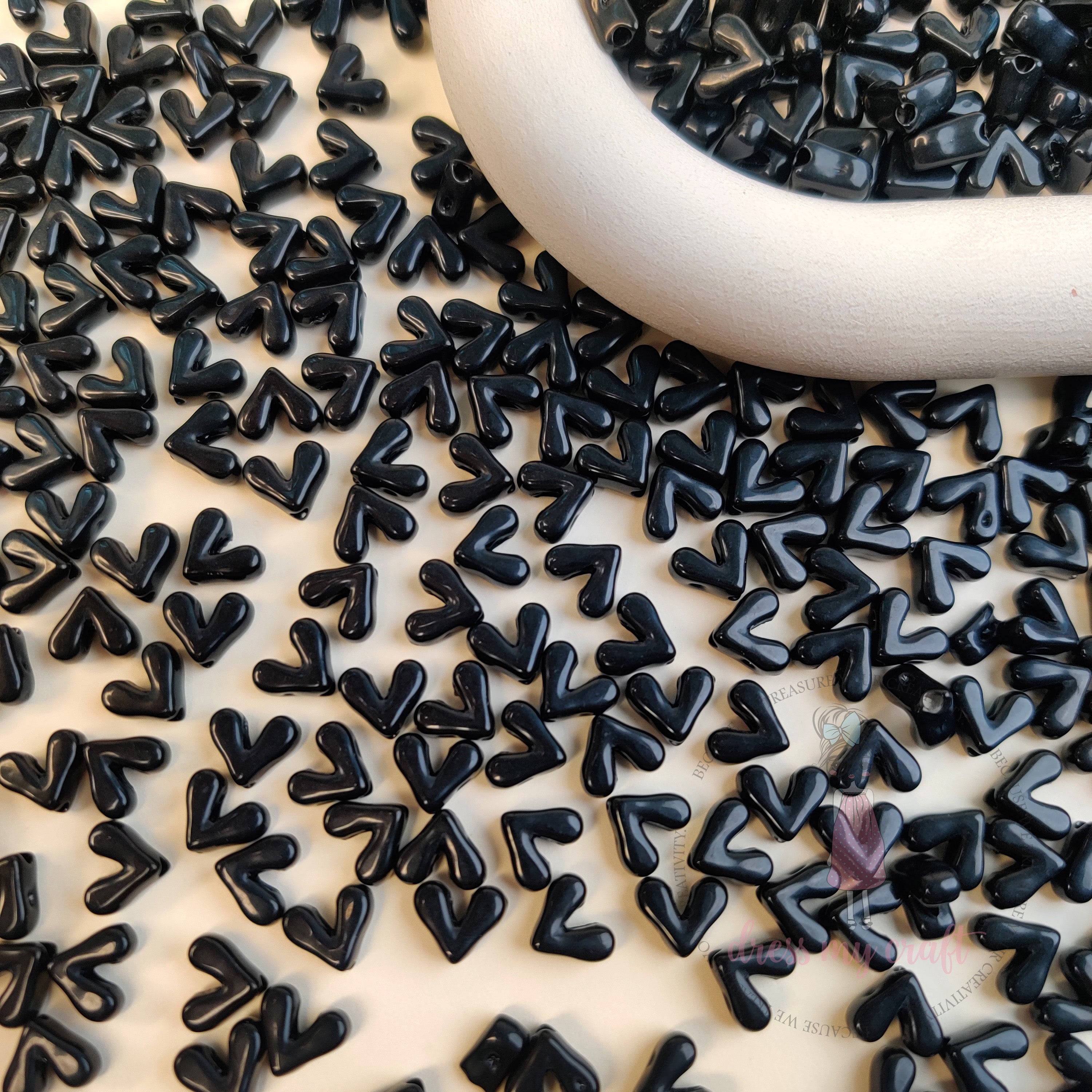 Dreamy Black Heart Beads