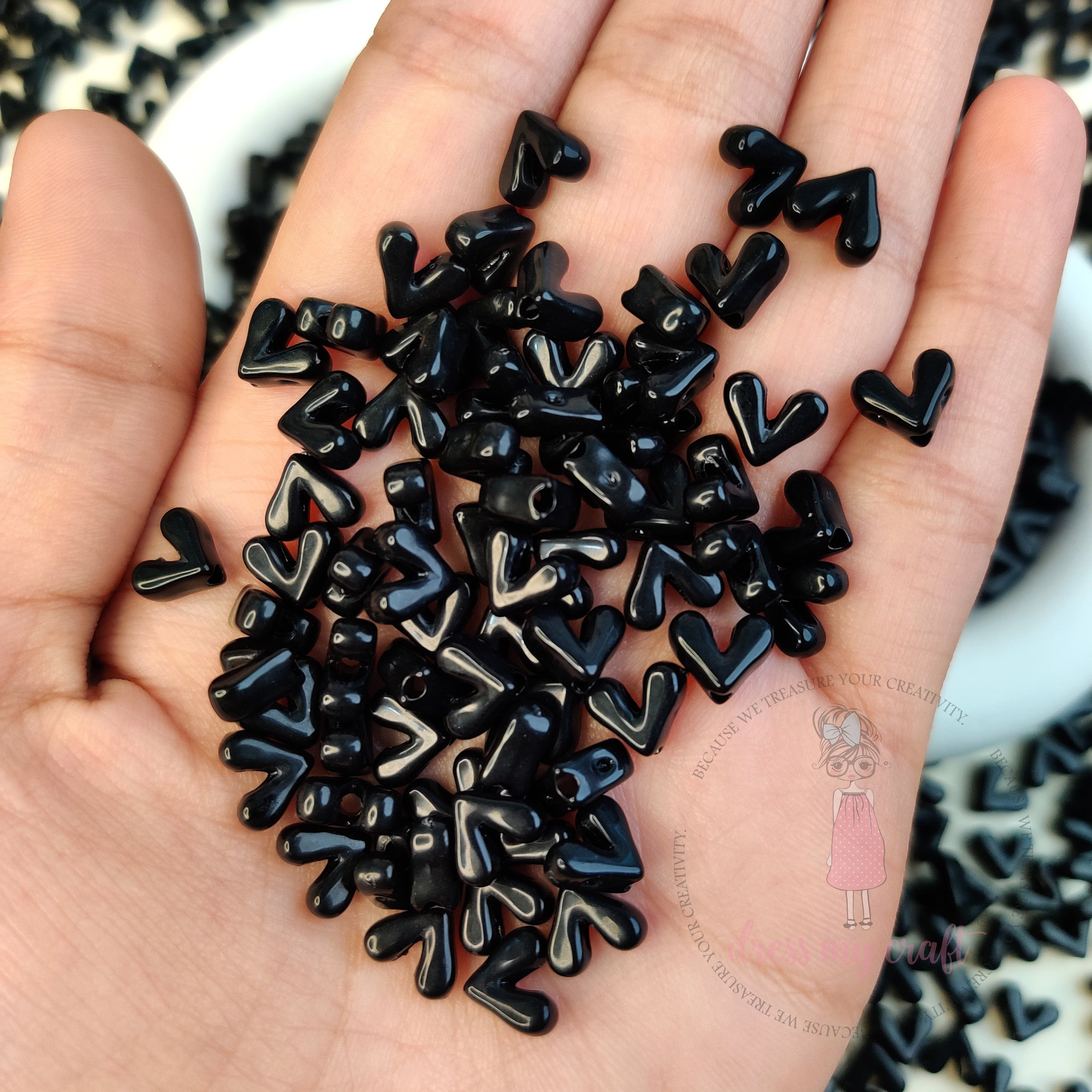Dreamy Black Heart Beads
