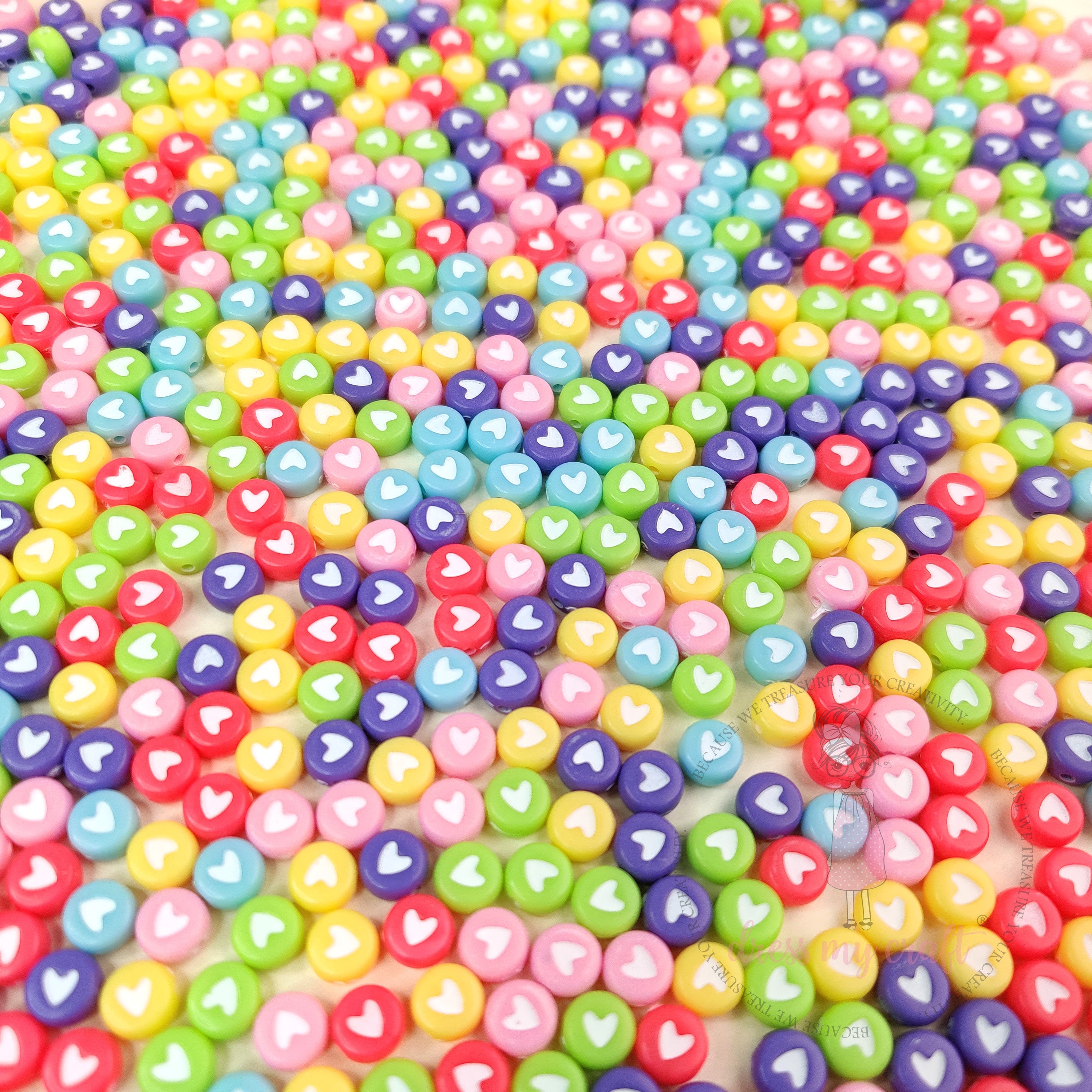 Colorful Round Heart Beads