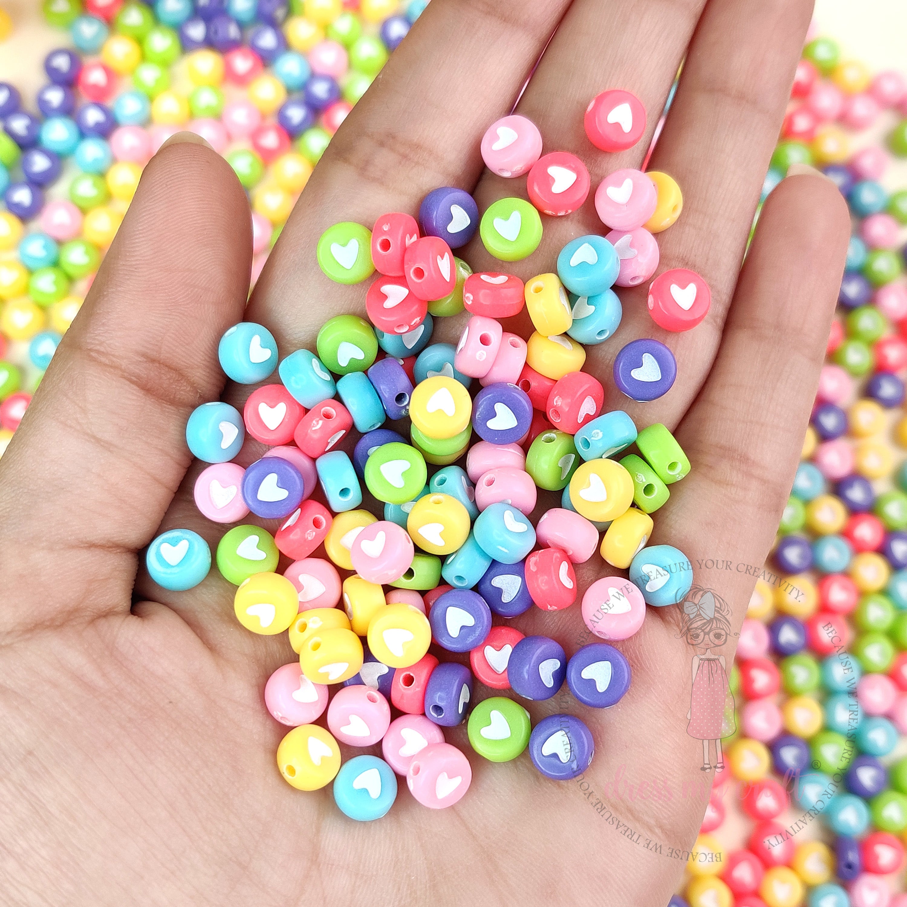 Colorful Round Heart Beads