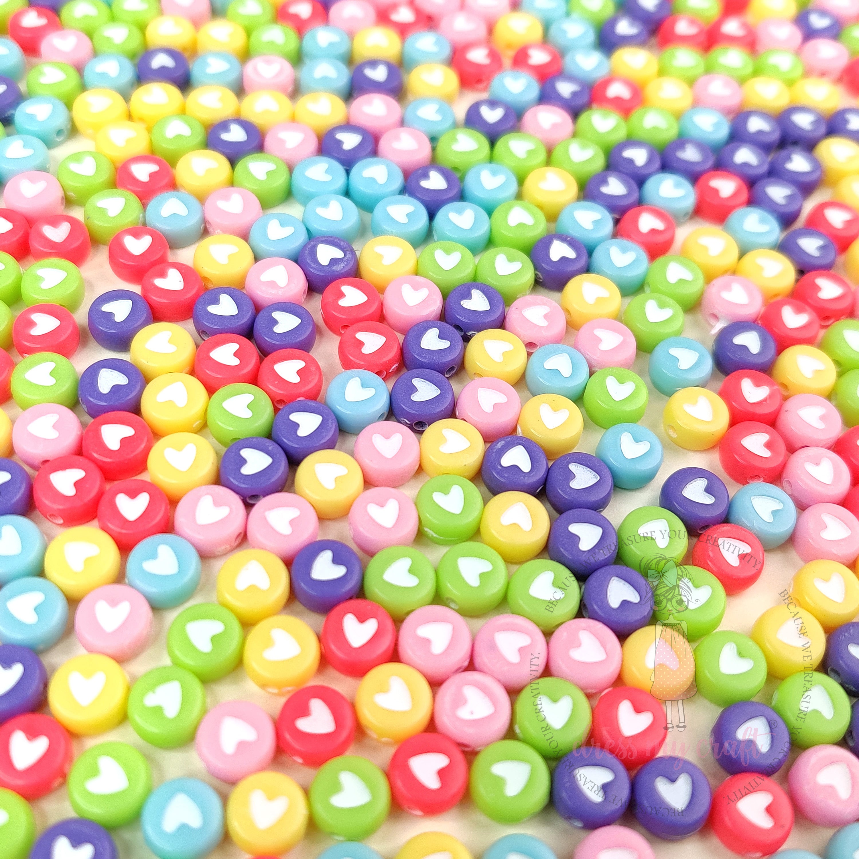 Colorful Round Heart Beads