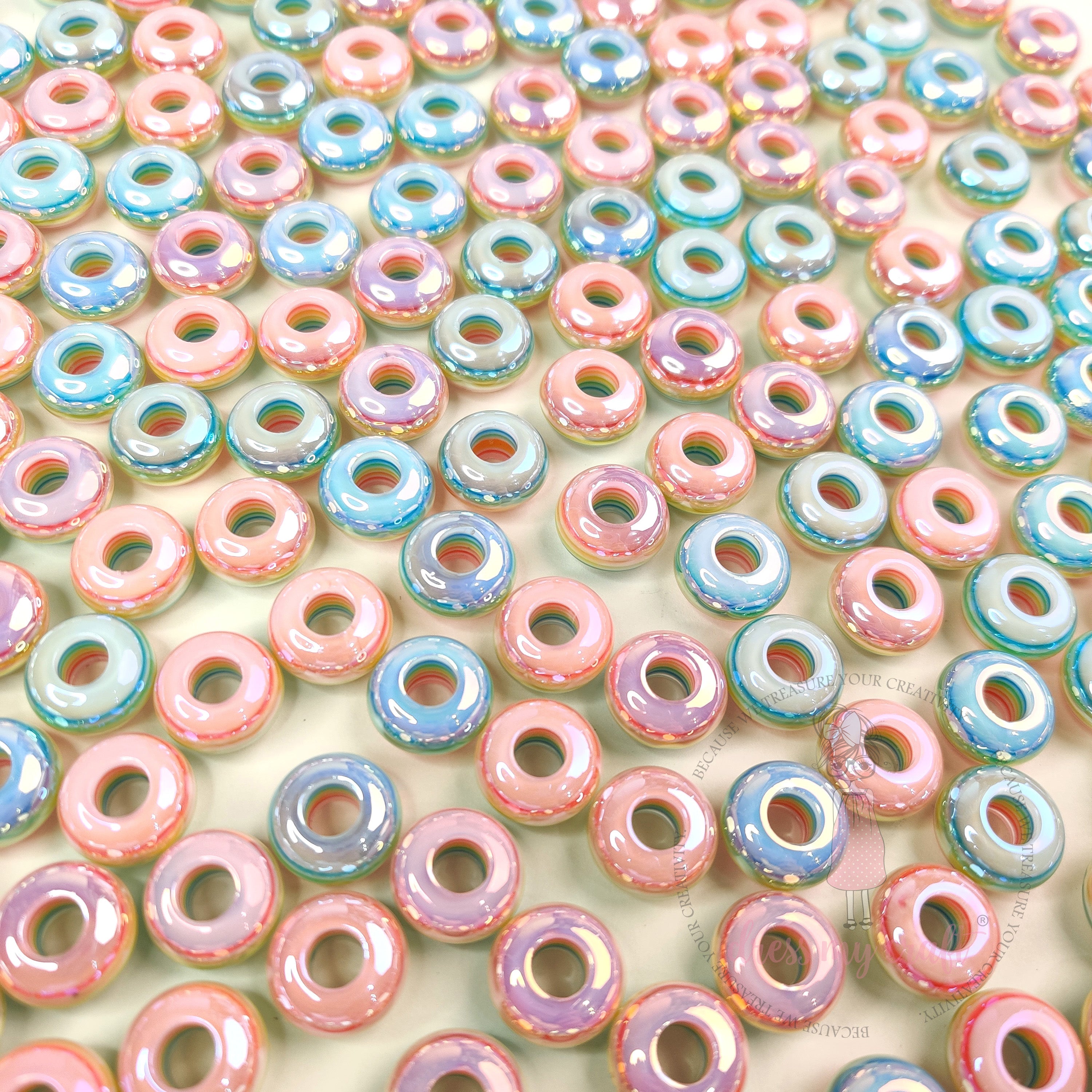 Holographic Unicorn Donut Beads