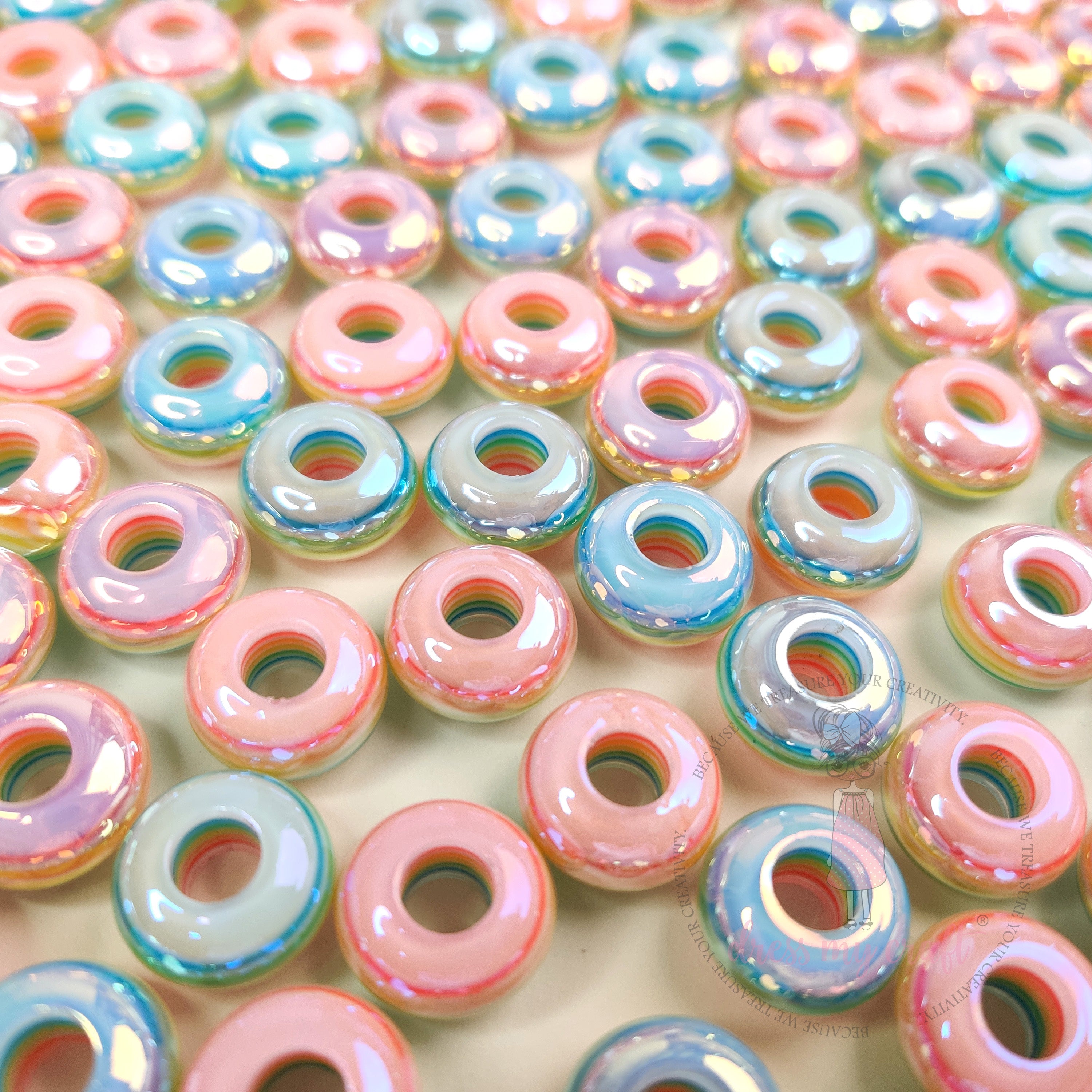 Holographic Unicorn Donut Beads