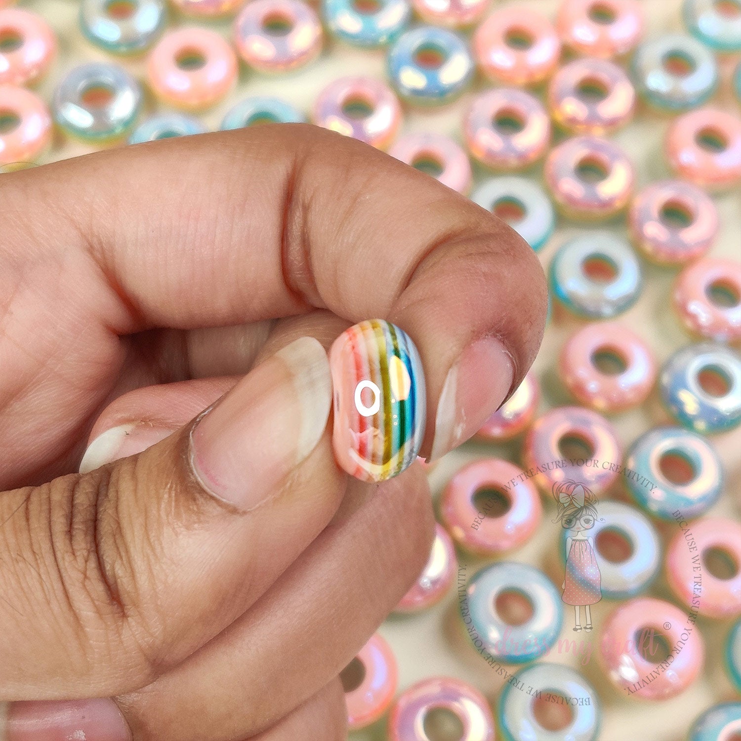 Holographic Unicorn Donut Beads