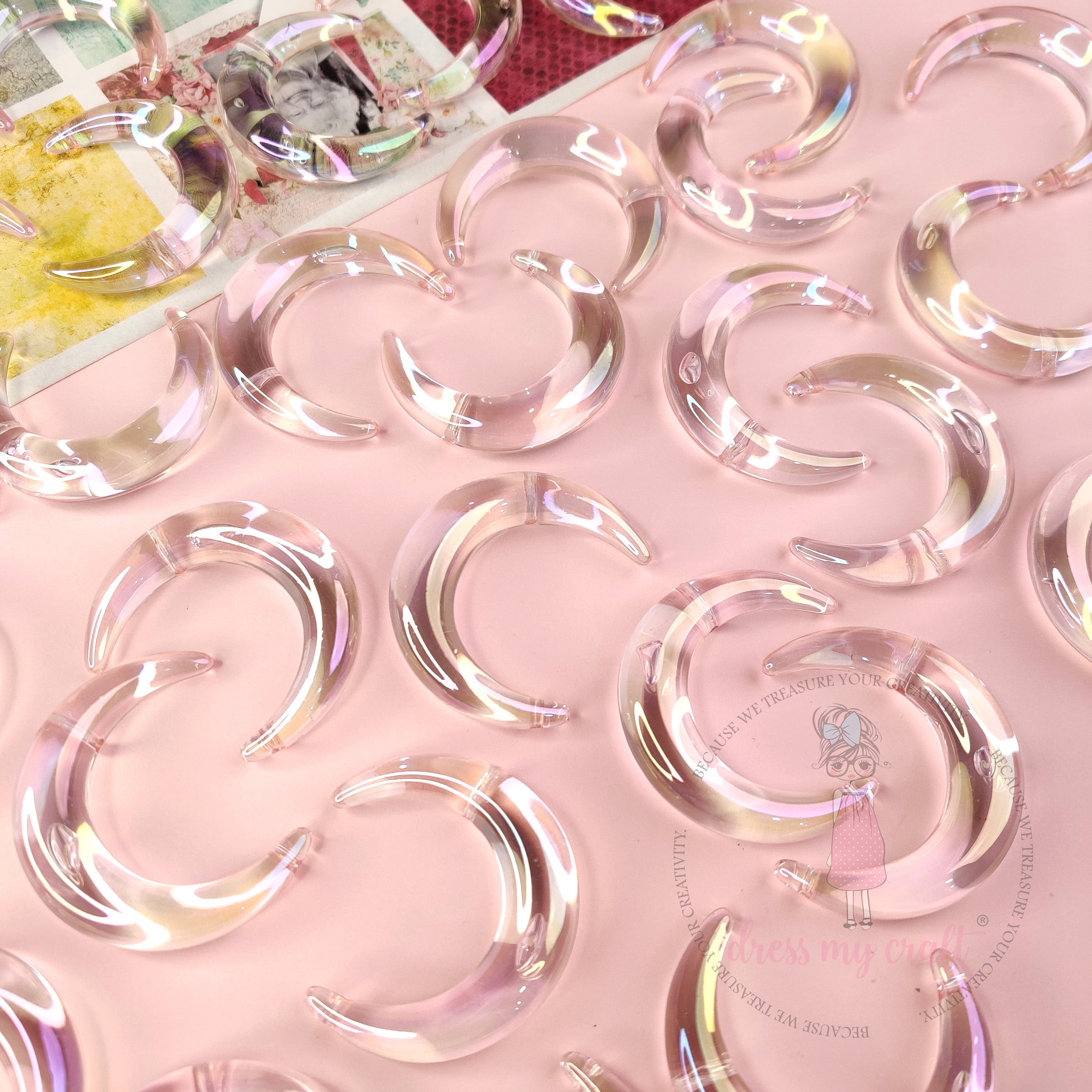 Blush Holographic Moon Bead