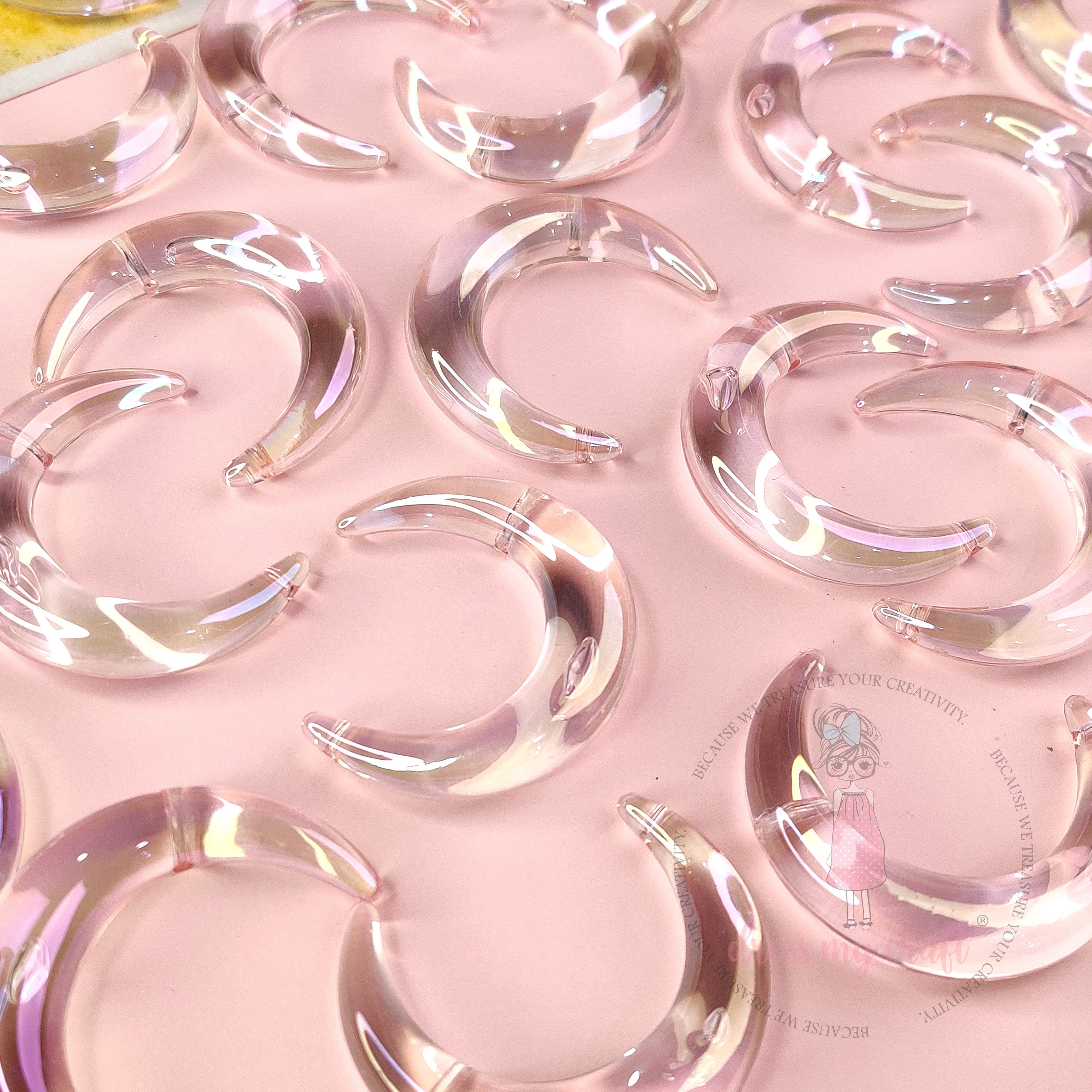 Blush Holographic Moon Bead