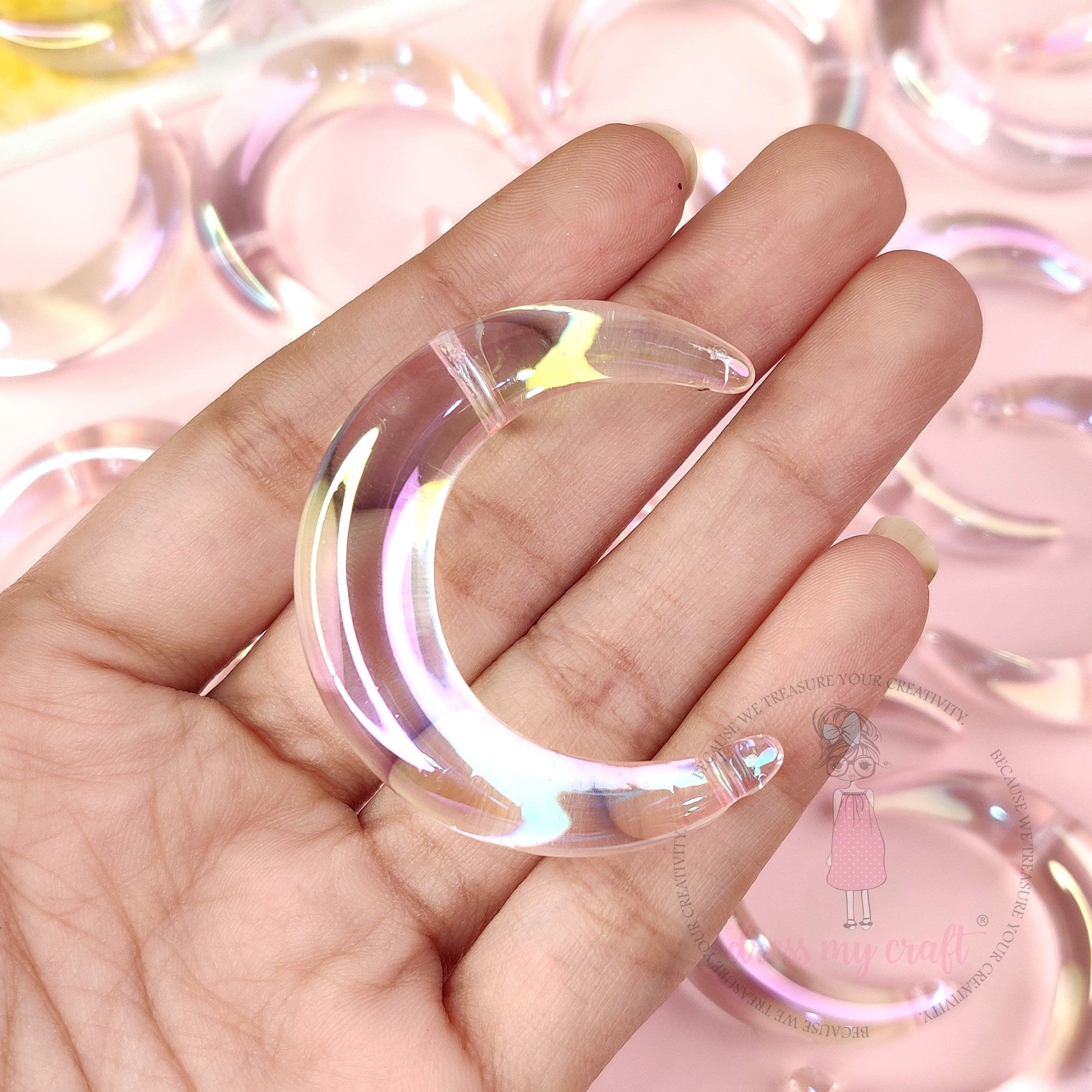 Blush Holographic Moon Bead