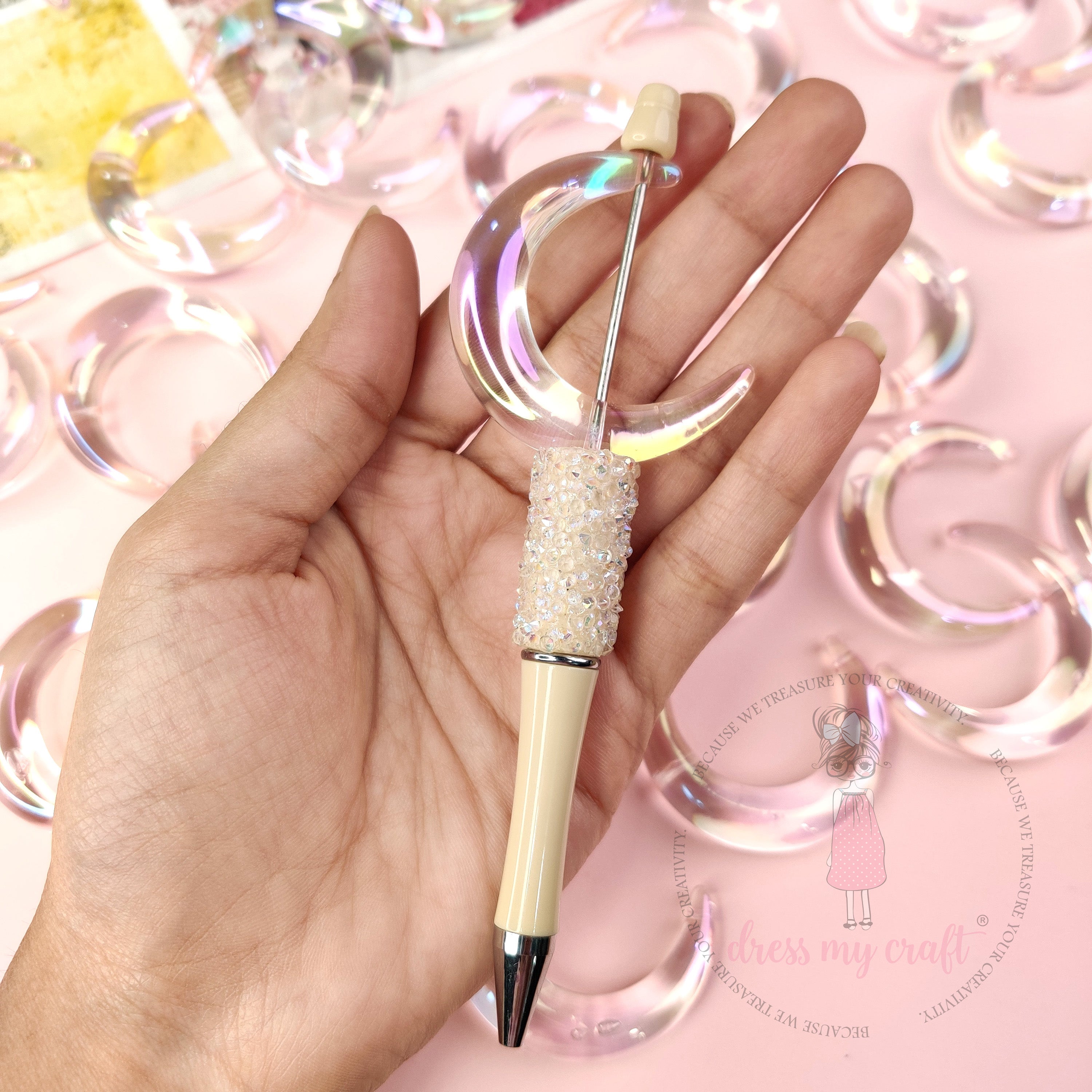 Blush Holographic Moon Bead