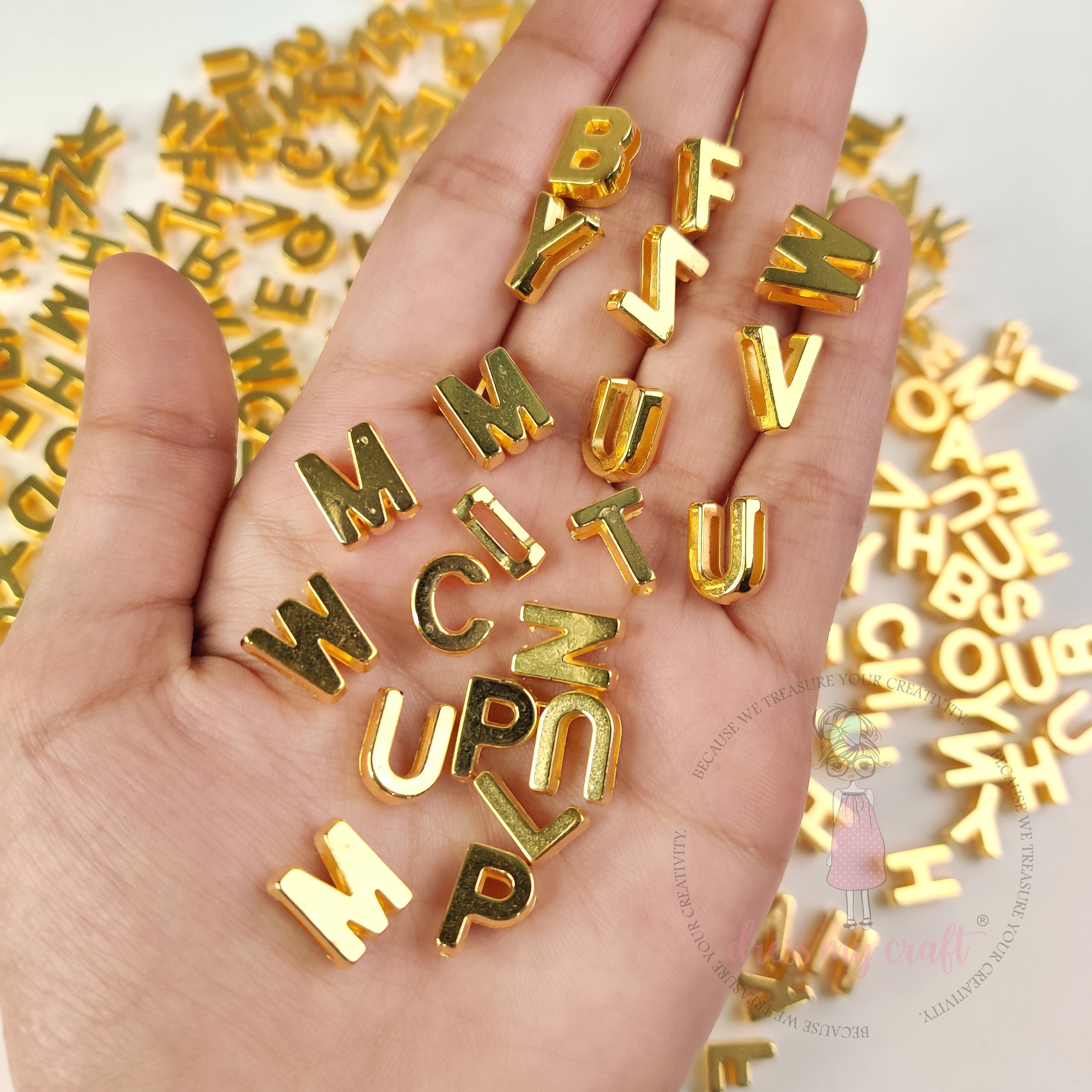 Golden Alphabet Beads