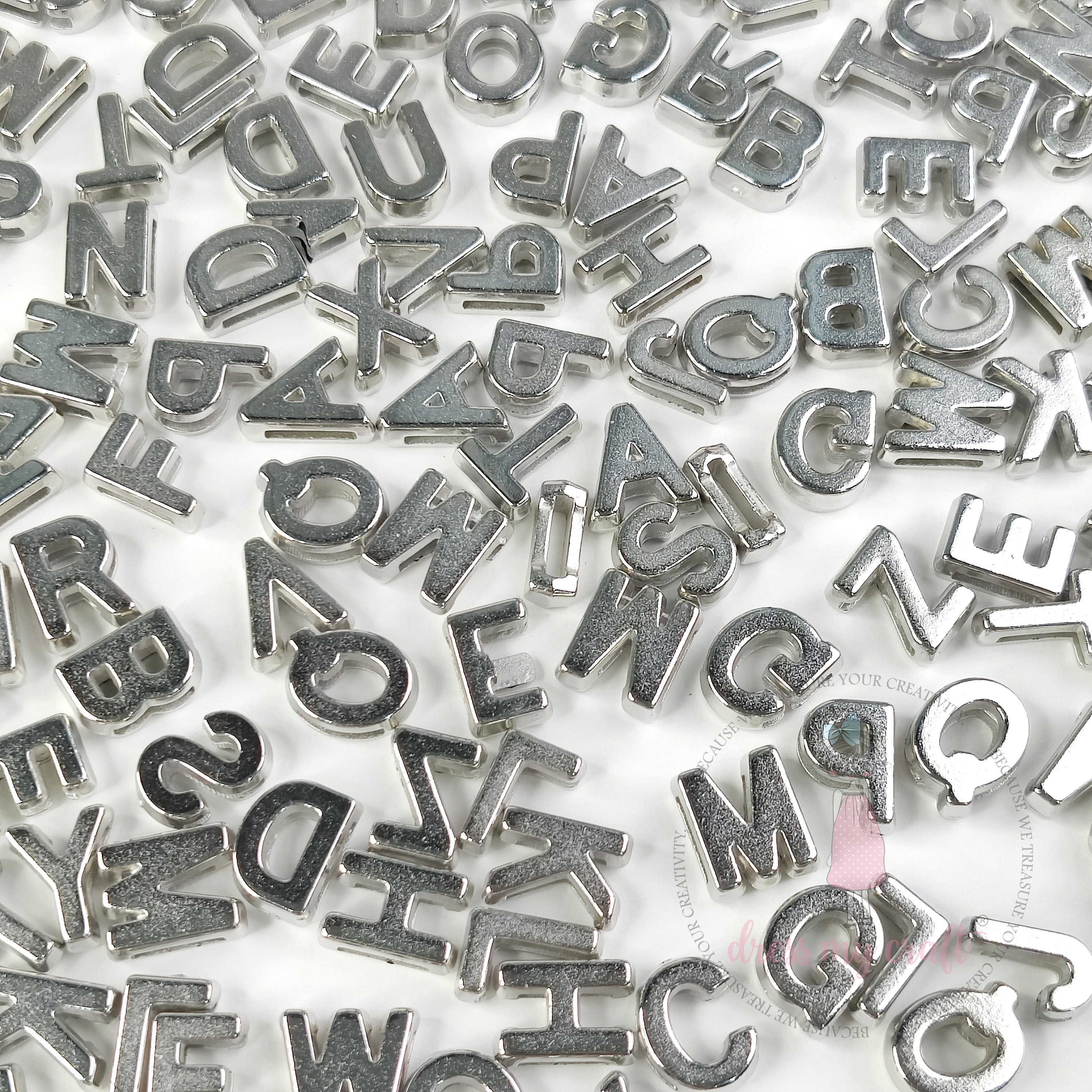 Silver Alphabet Beads