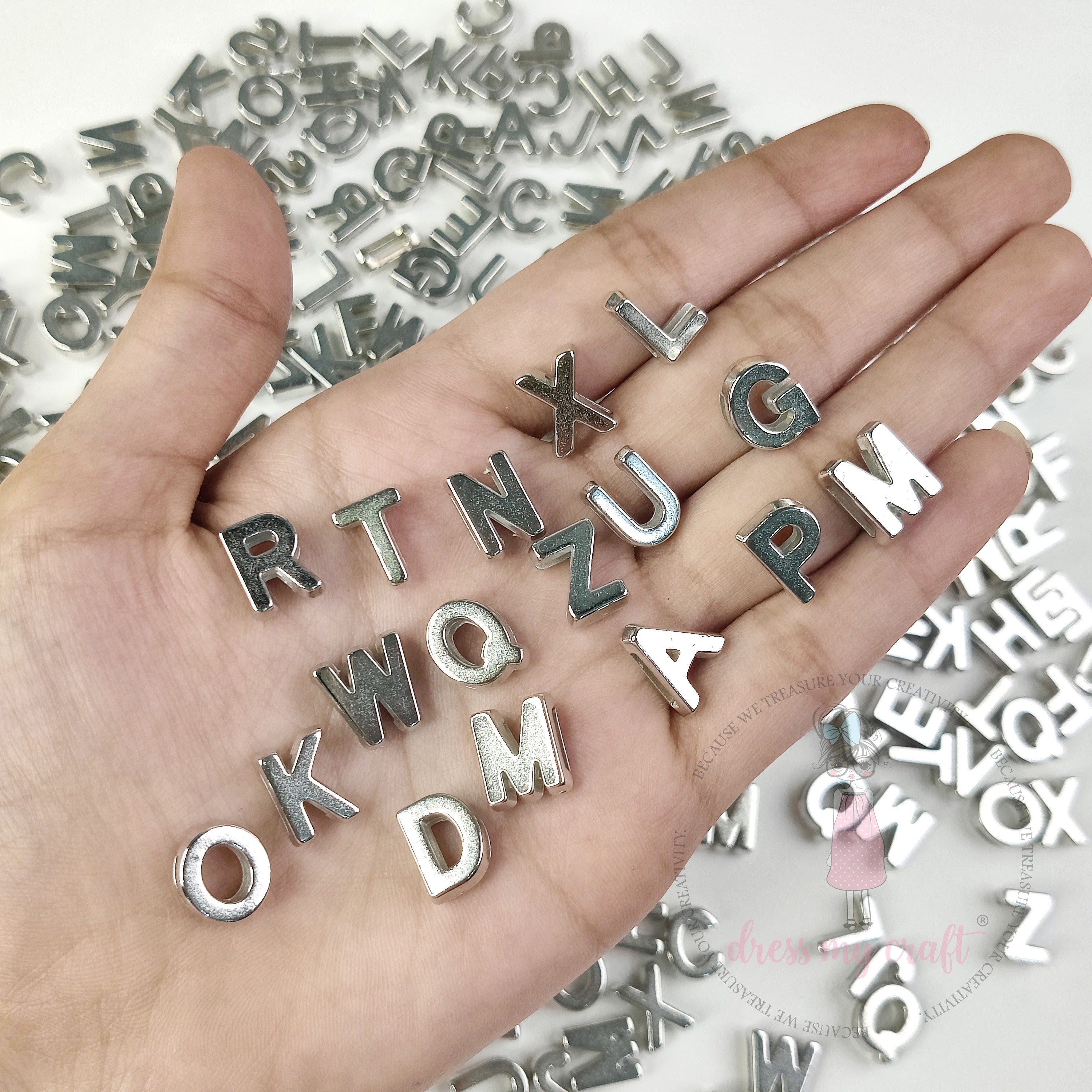 Silver Alphabet Beads