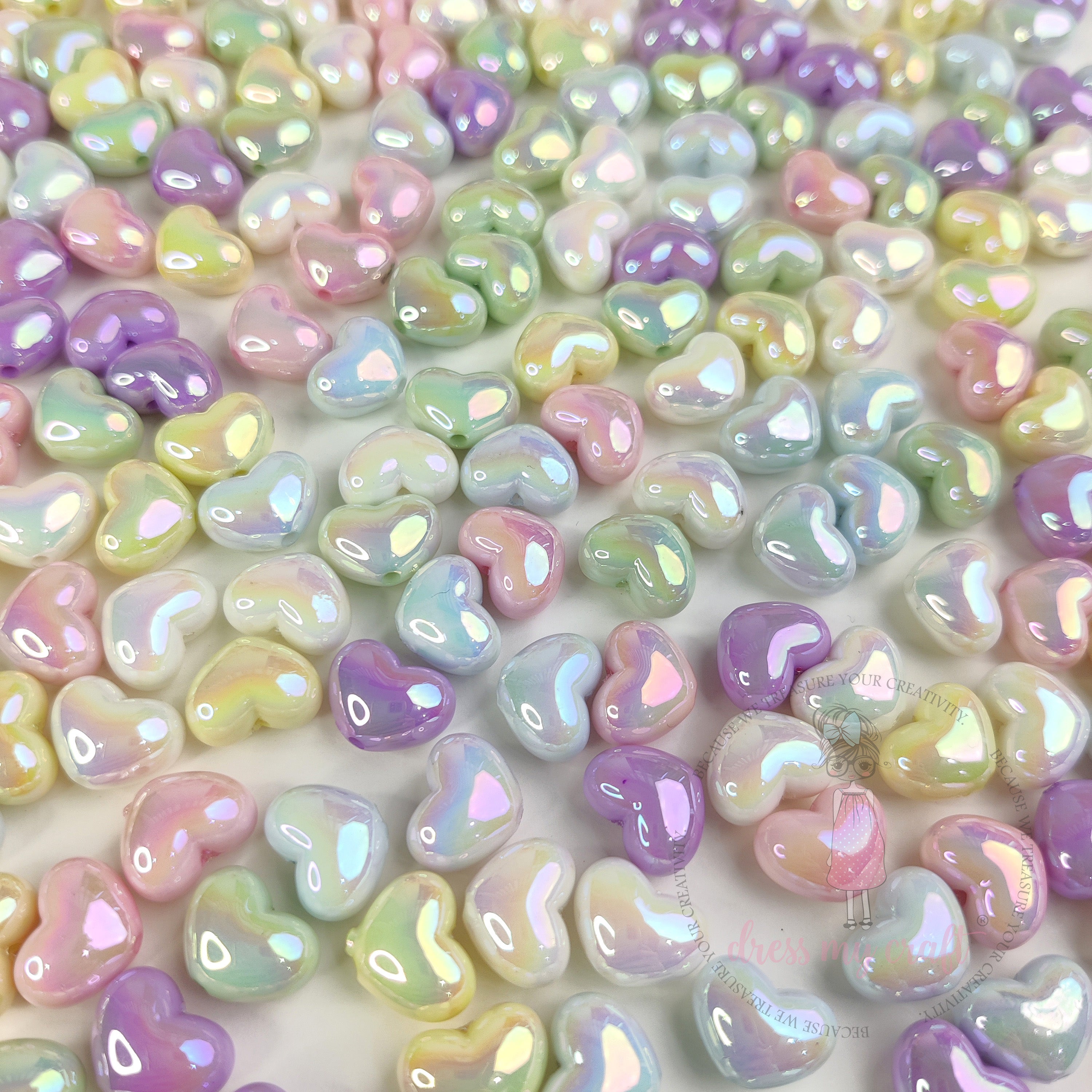 Pastel Glow Heart Beads