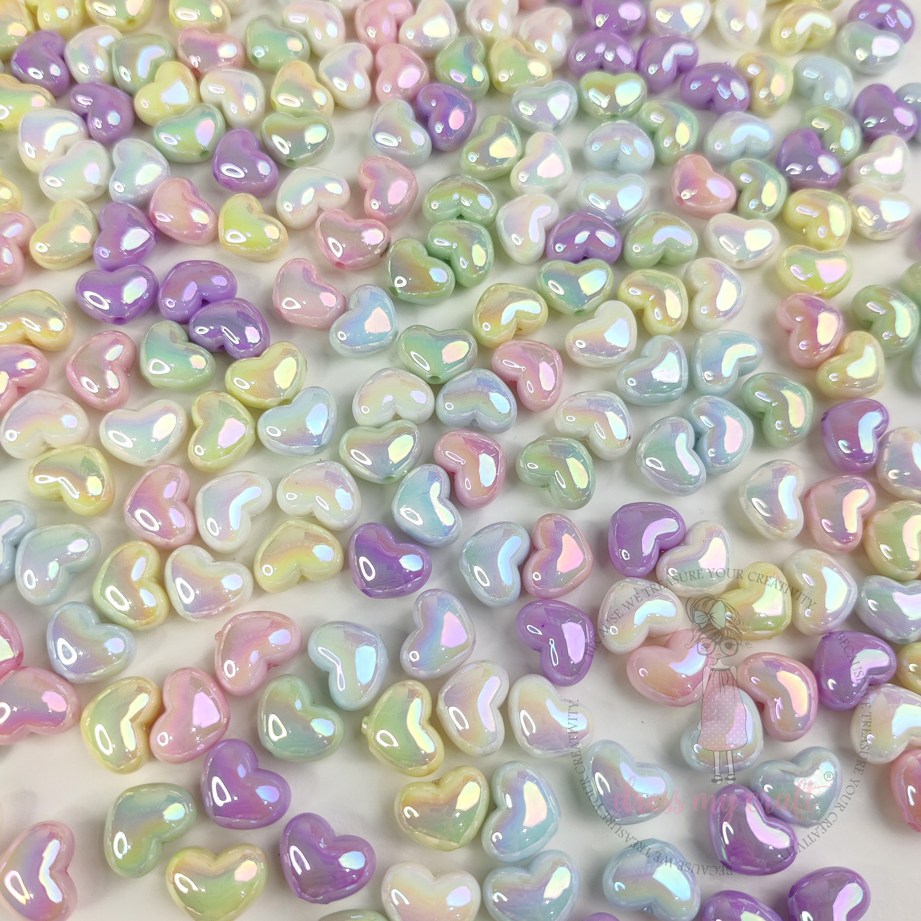 Pastel Glow Heart Beads