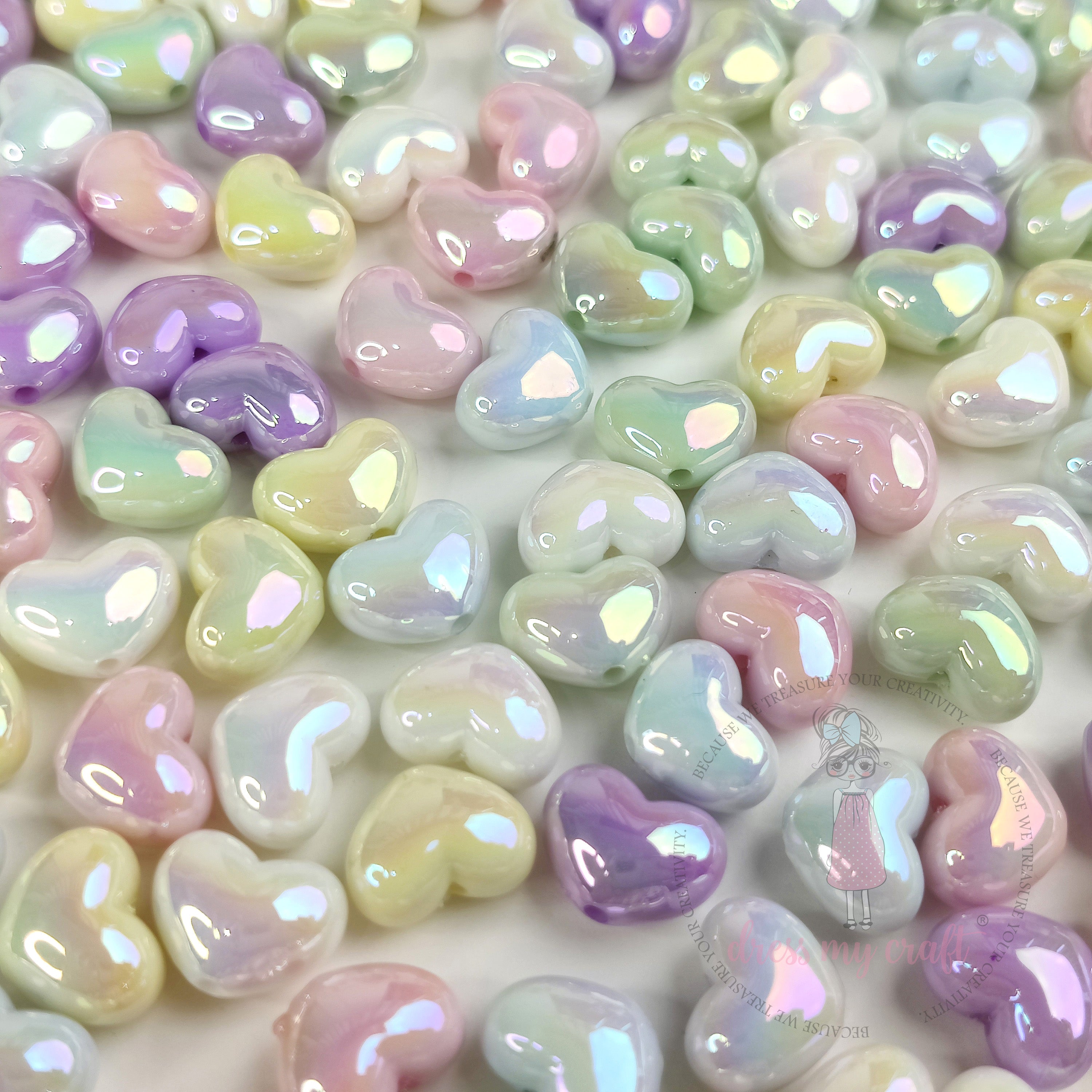 Pastel Glow Heart Beads