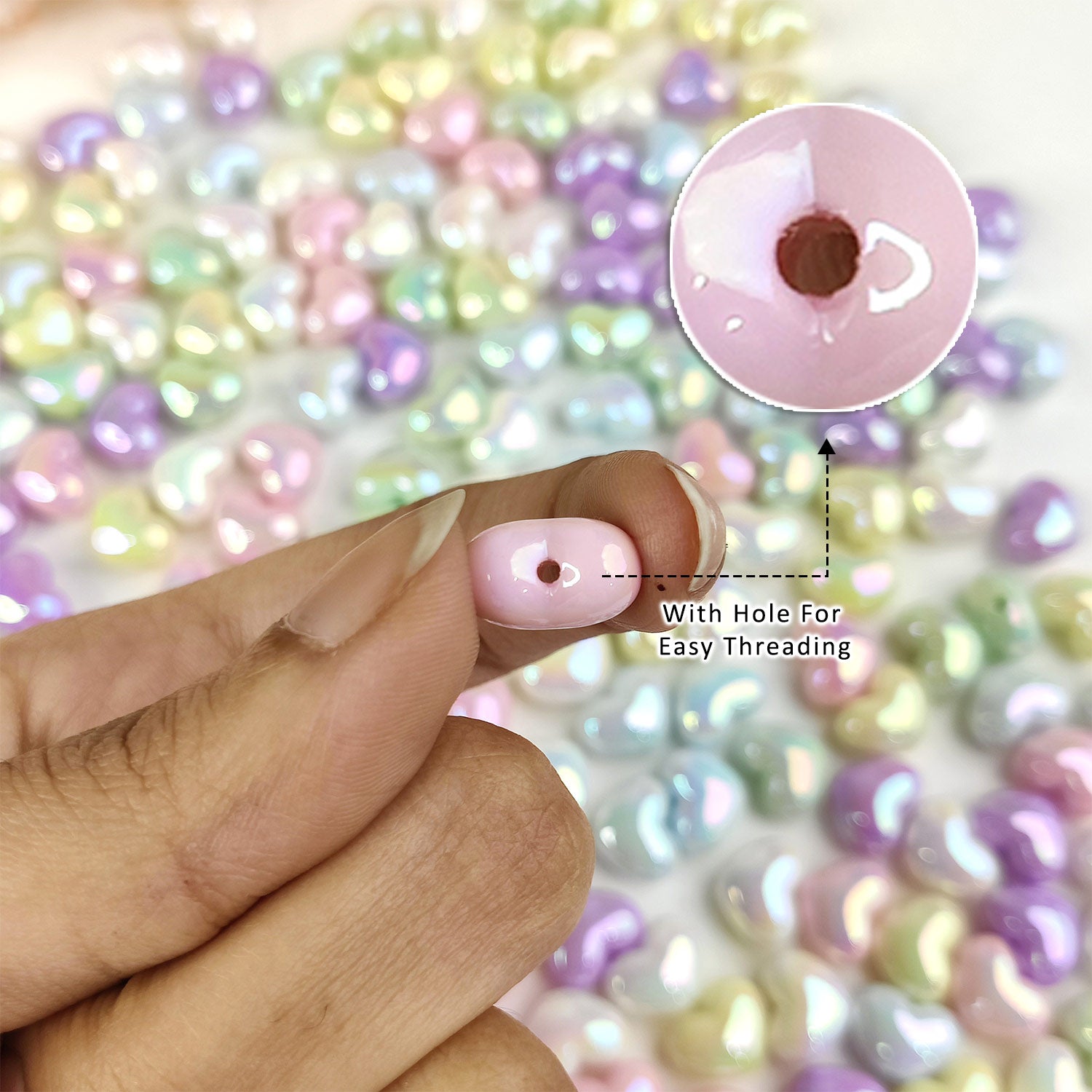 Pastel Glow Heart Beads