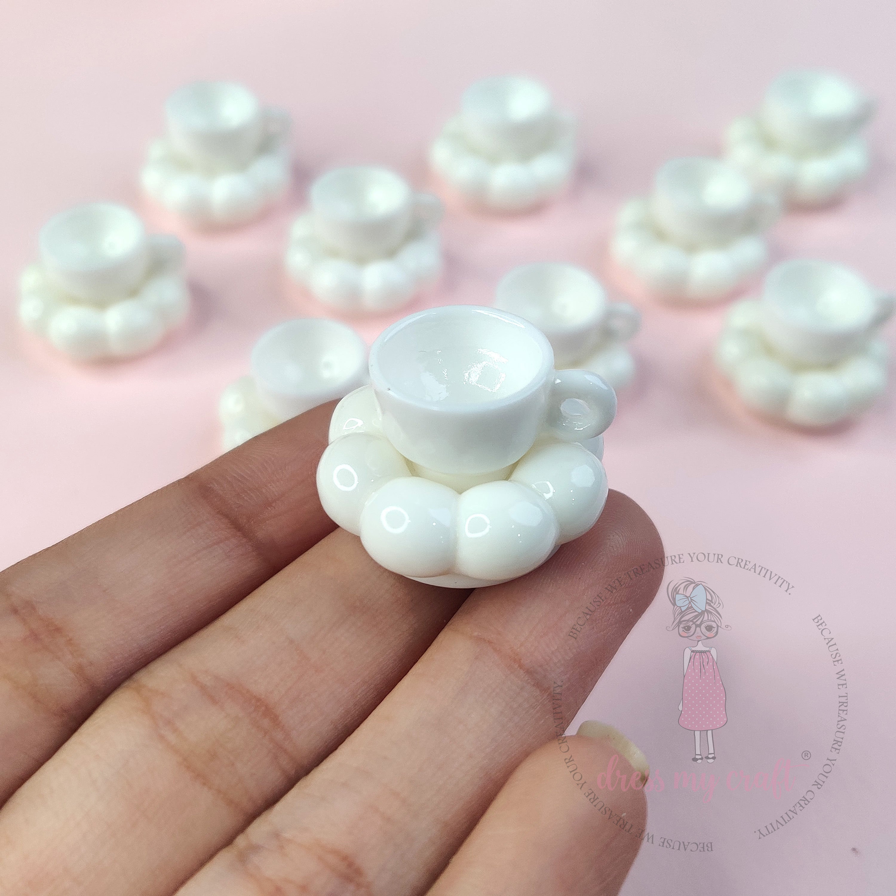 Miniature Pinteresty Cup & Saucer – White