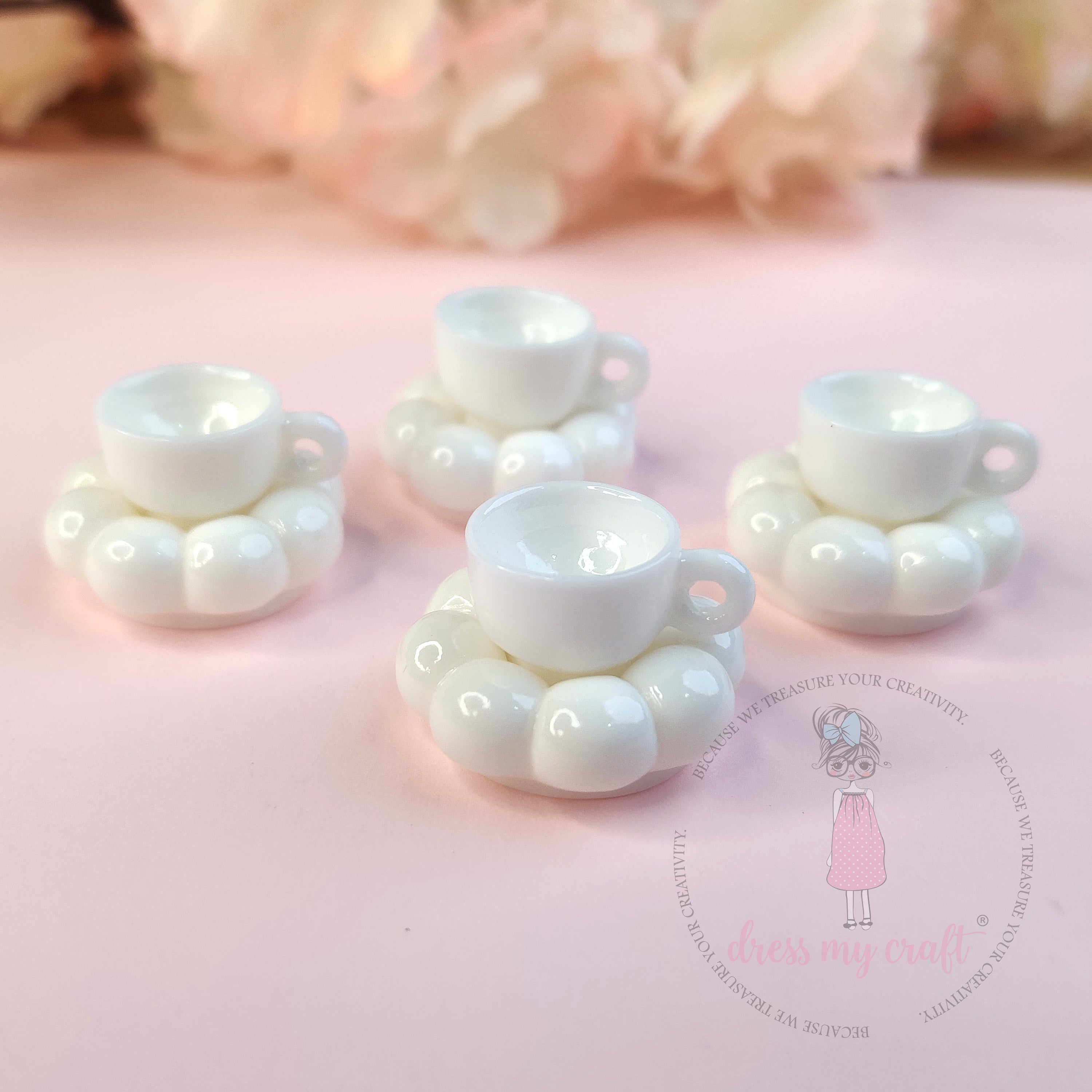 Miniature Pinteresty Cup & Saucer – White