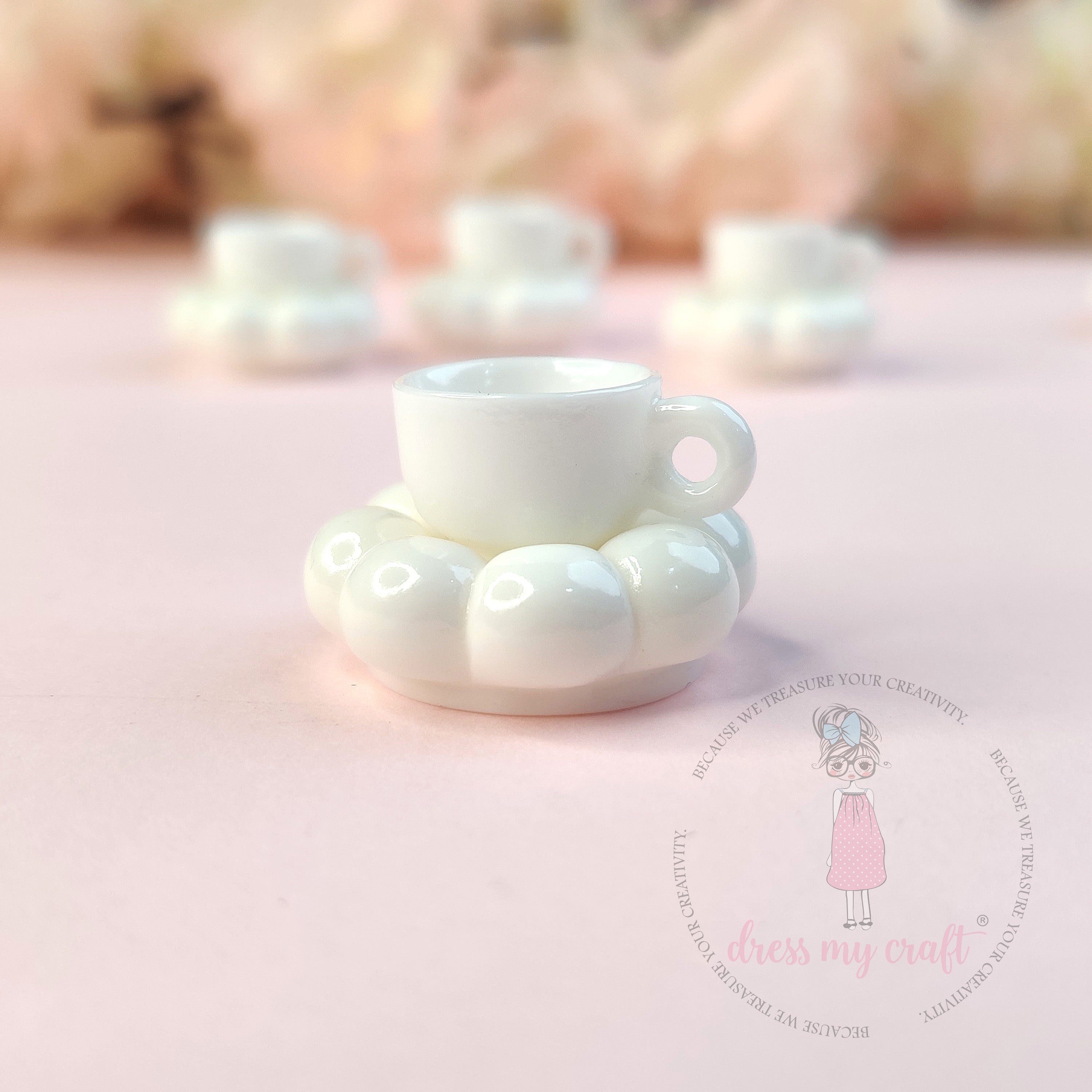Miniature Pinteresty Cup & Saucer – White