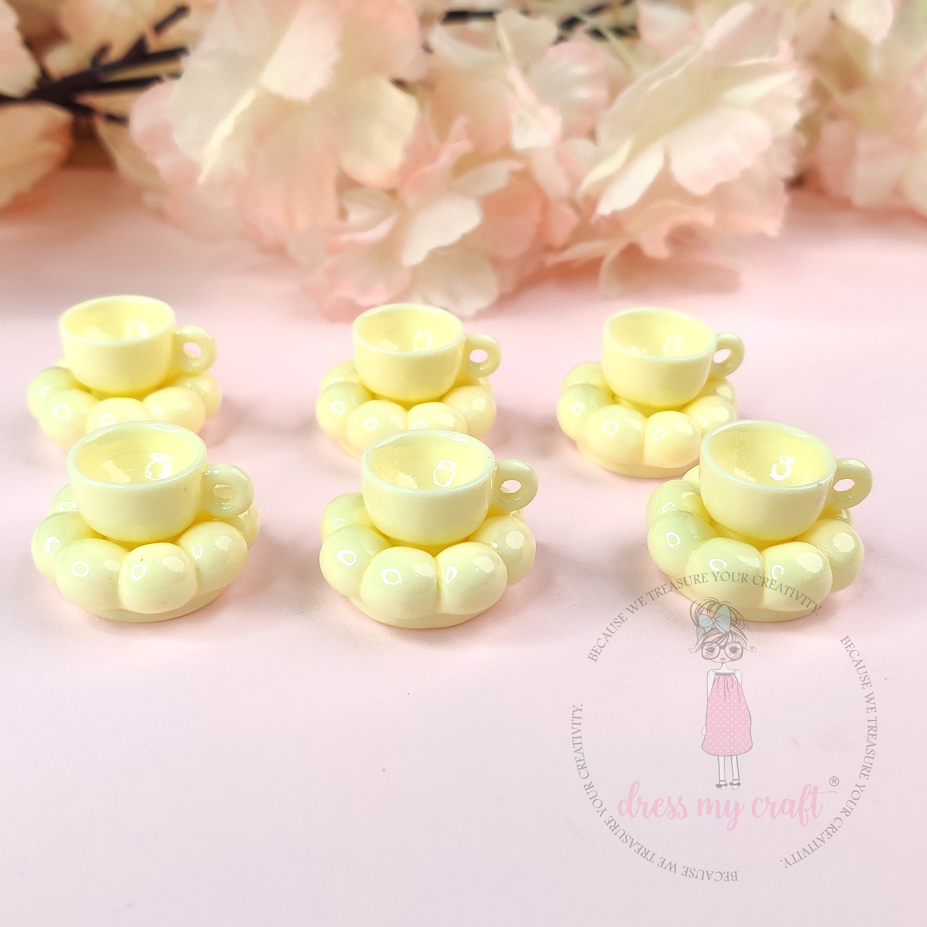 Miniature Pinteresty Cup & Saucer- Butter Yellow