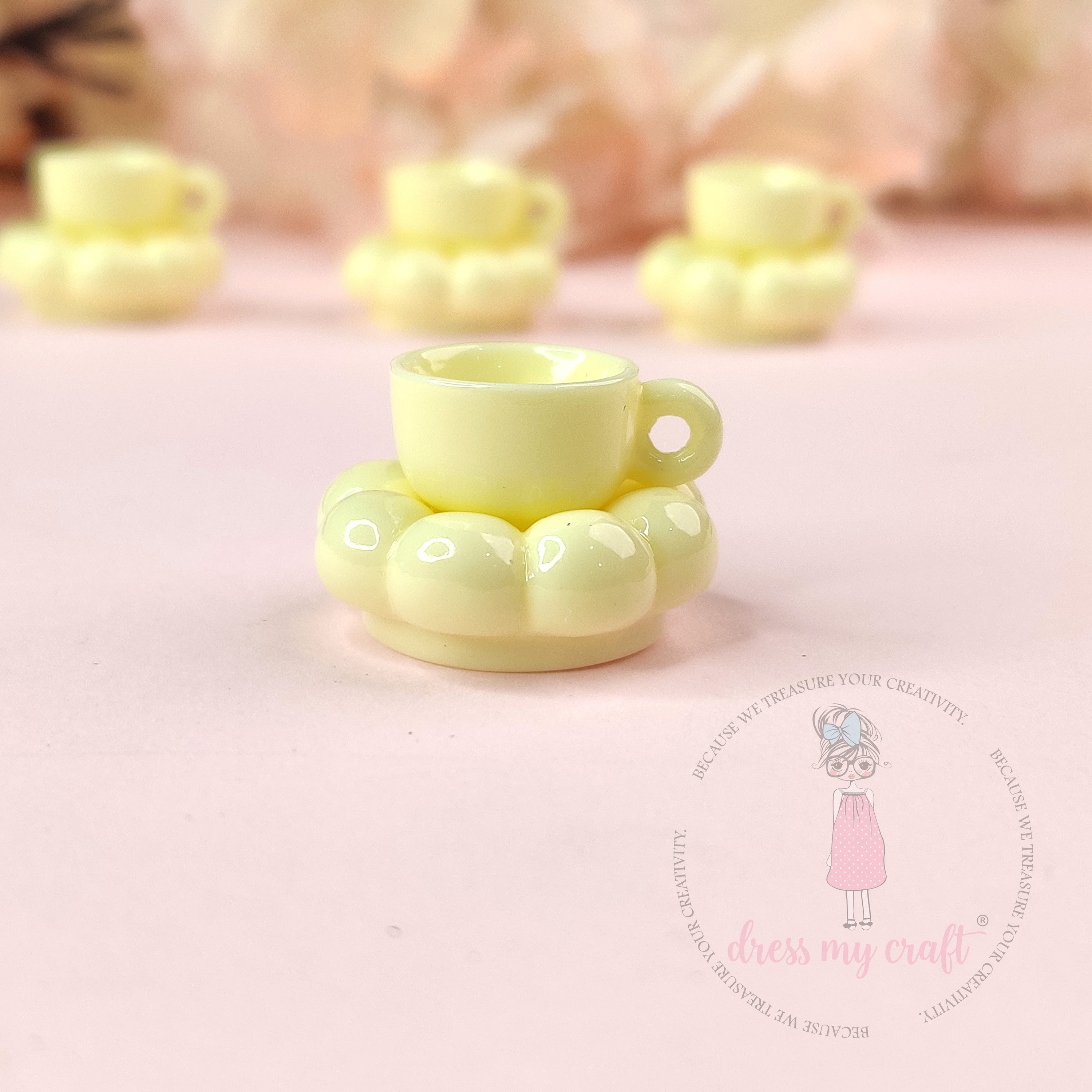 Miniature Pinteresty Cup & Saucer- Butter Yellow