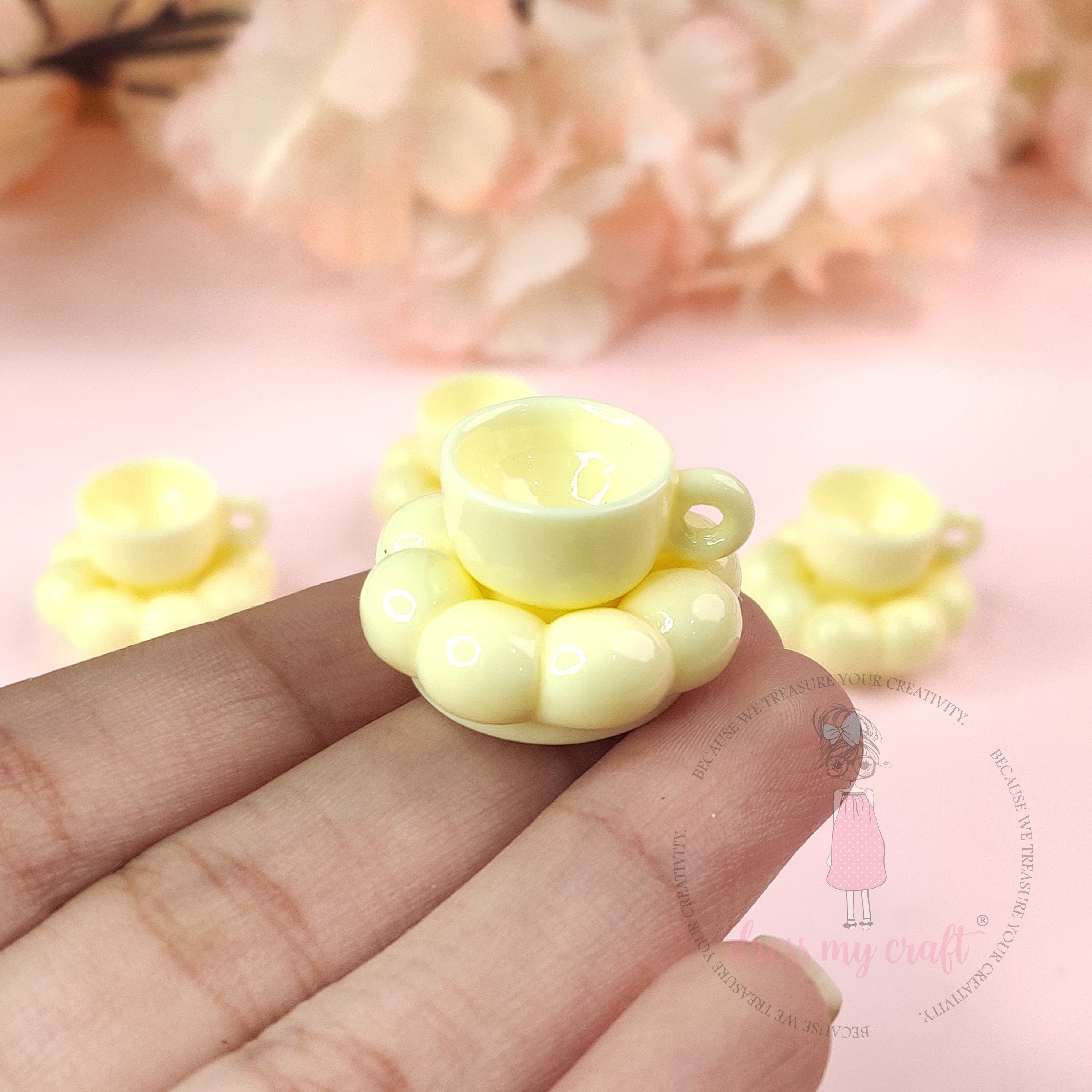 Miniature Pinteresty Cup & Saucer- Butter Yellow