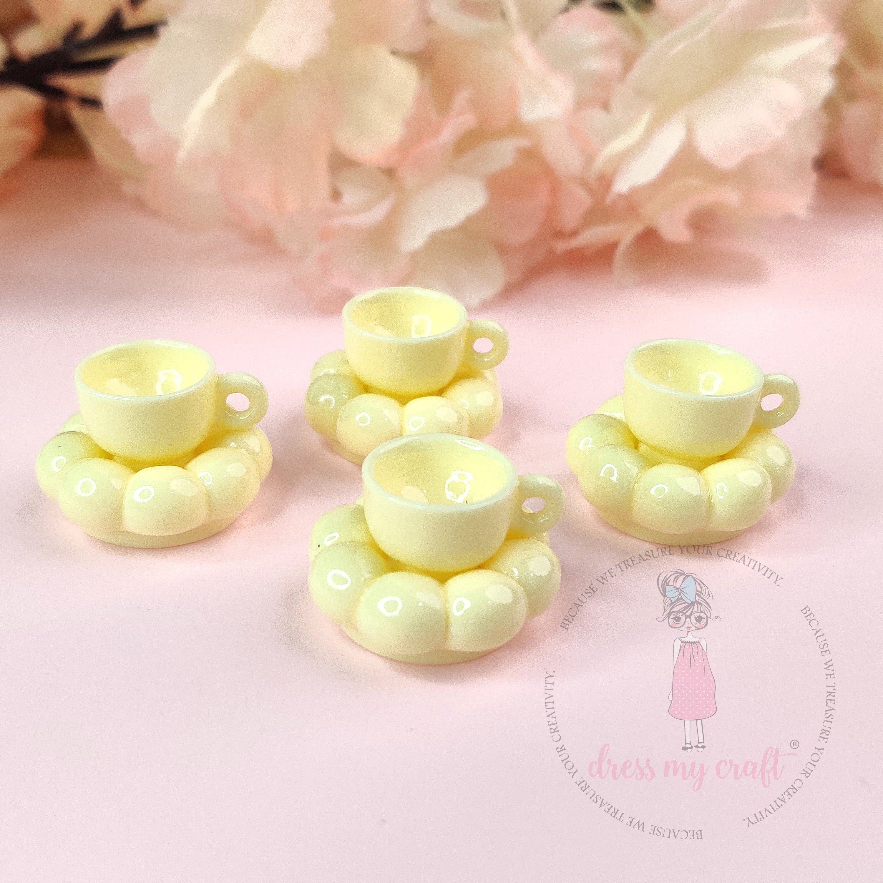 Miniature Pinteresty Cup & Saucer- Butter Yellow