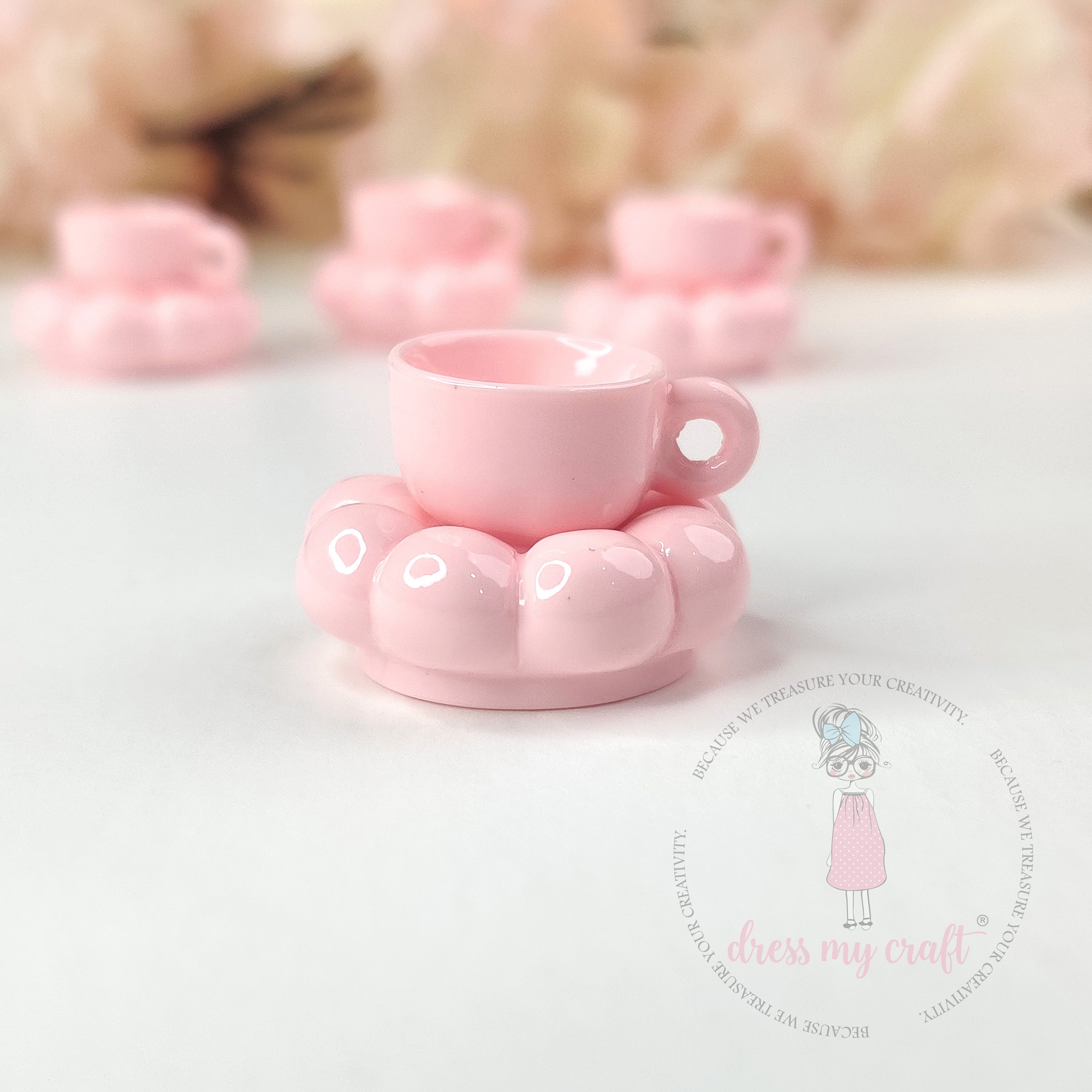 Miniature Pinteresty Cup & Saucer – Blossom Pink
