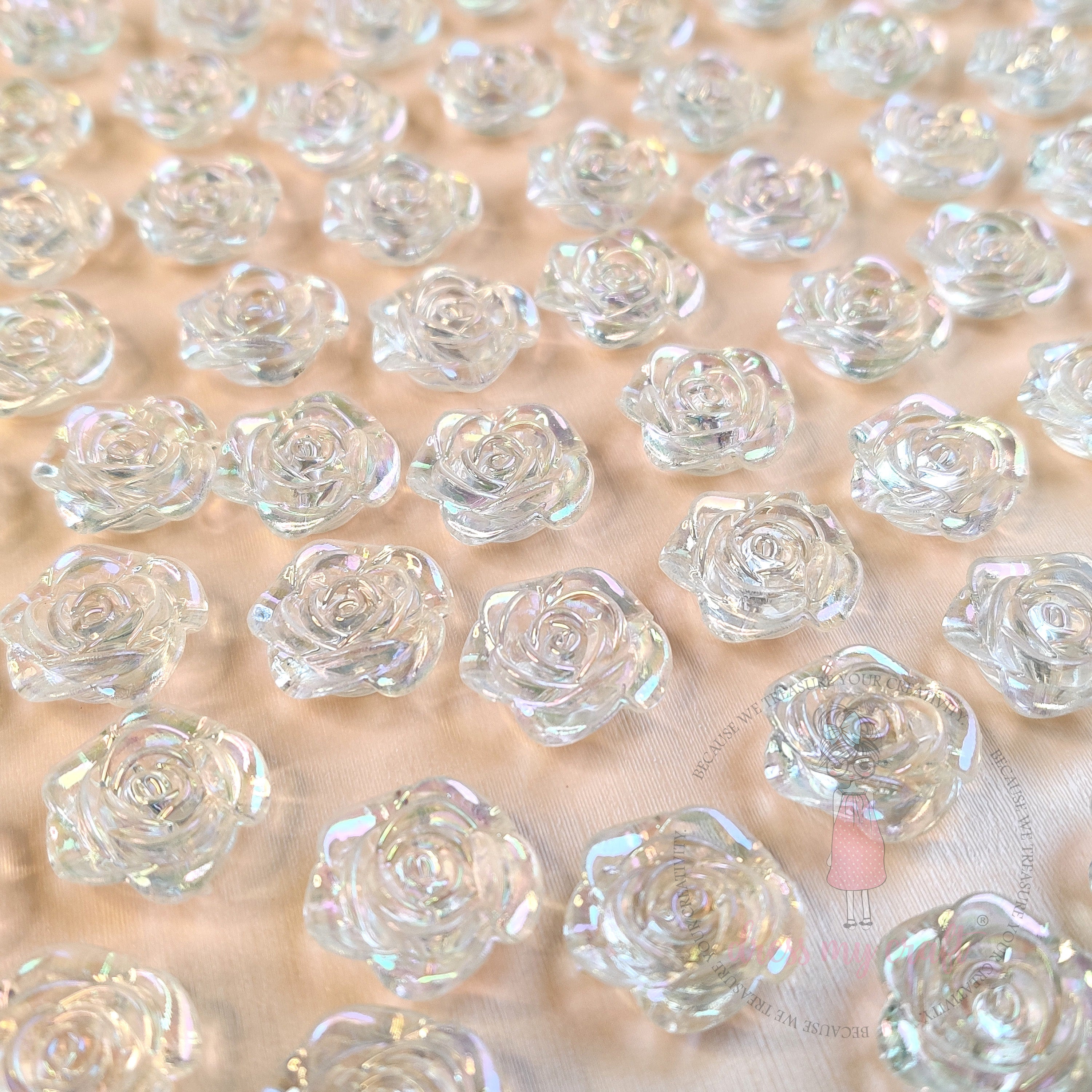 Holographic Crystal Rose Bead