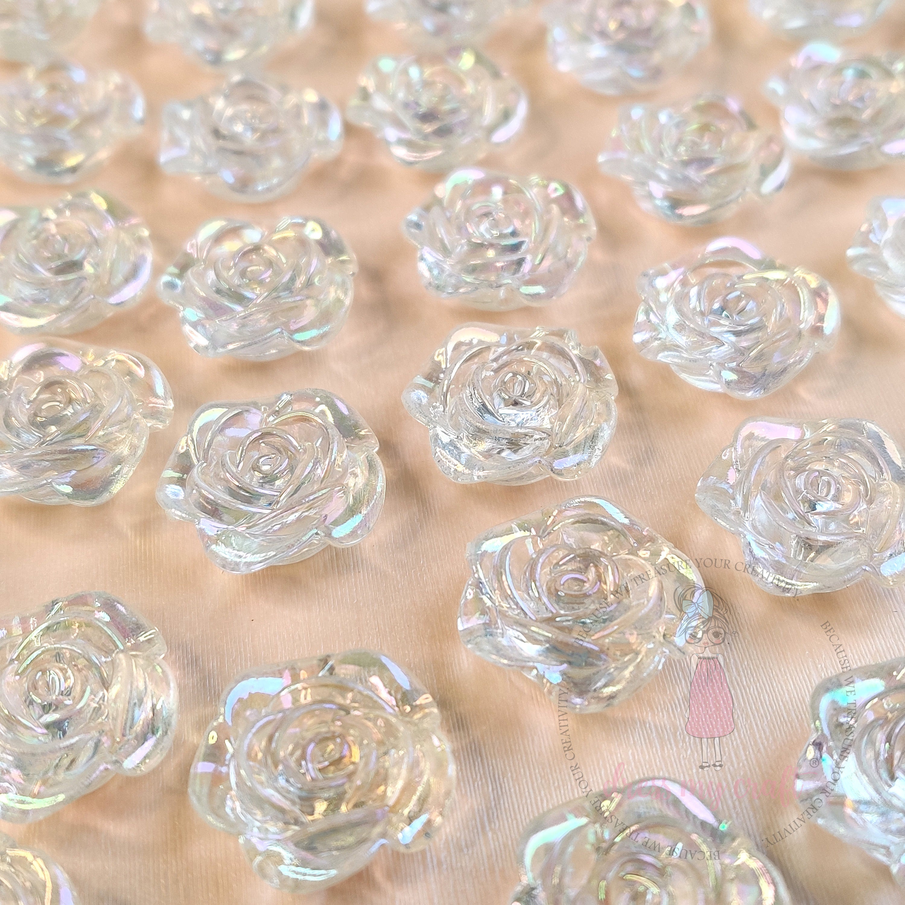 Holographic Crystal Rose Bead