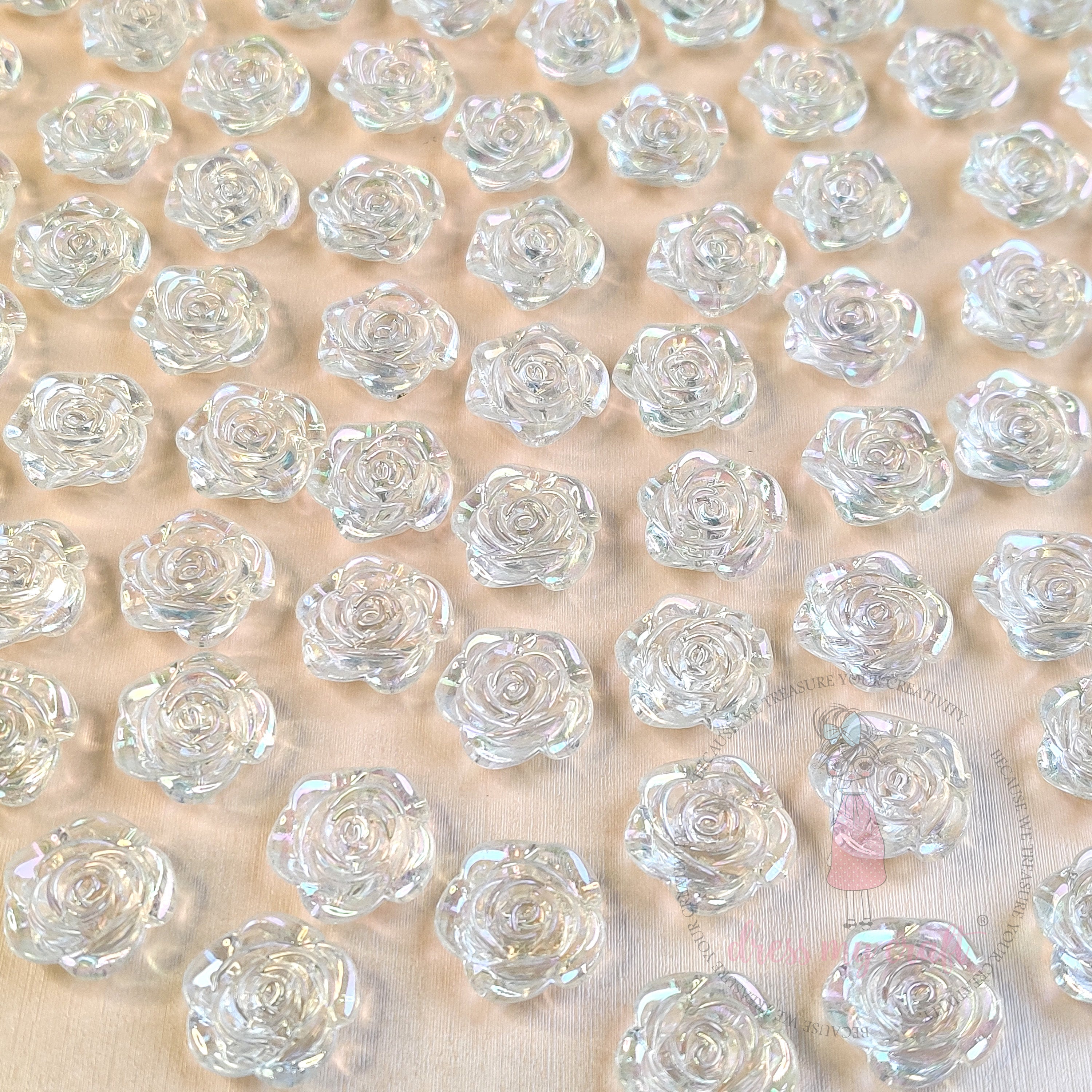 Holographic Crystal Rose Bead