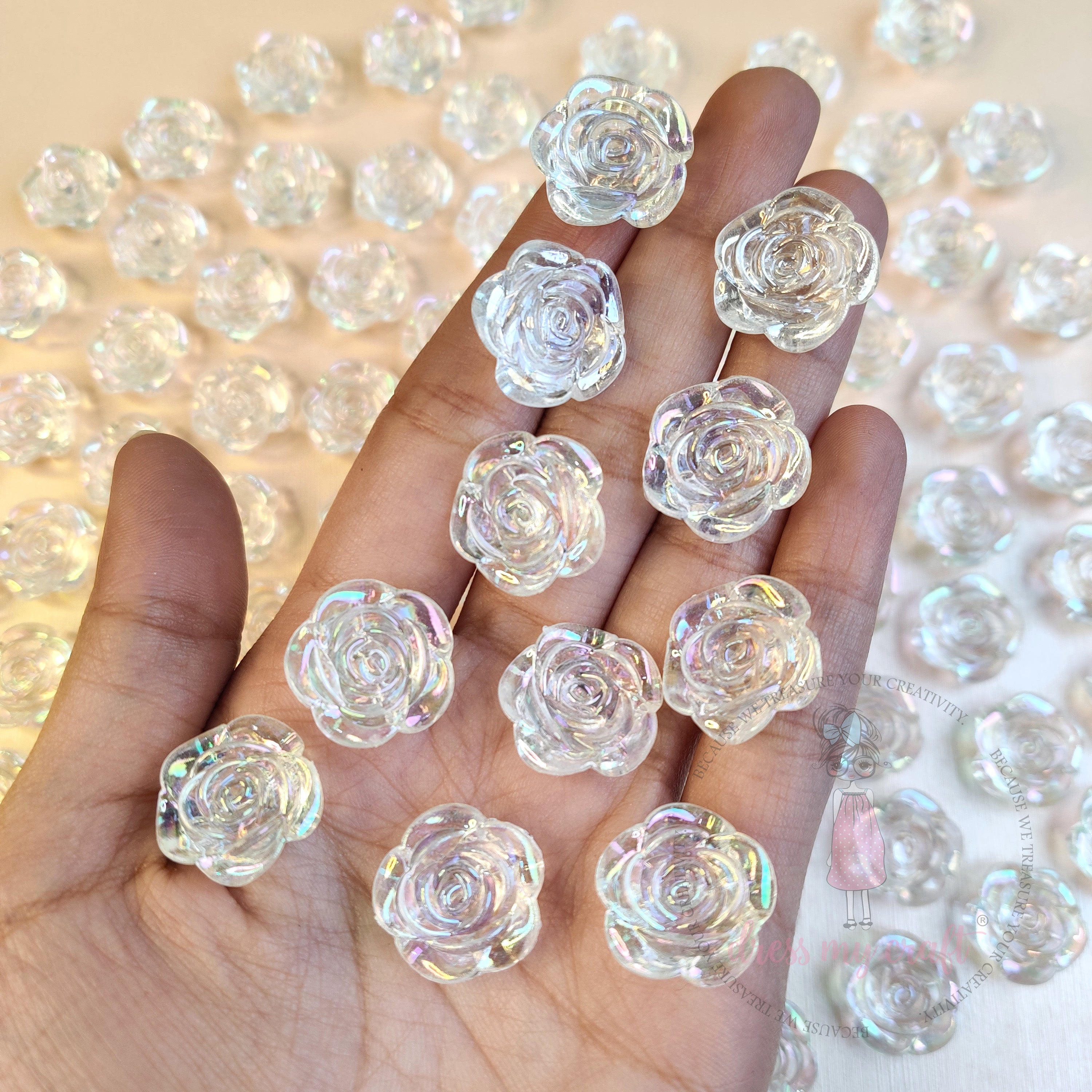 Holographic Crystal Rose Bead