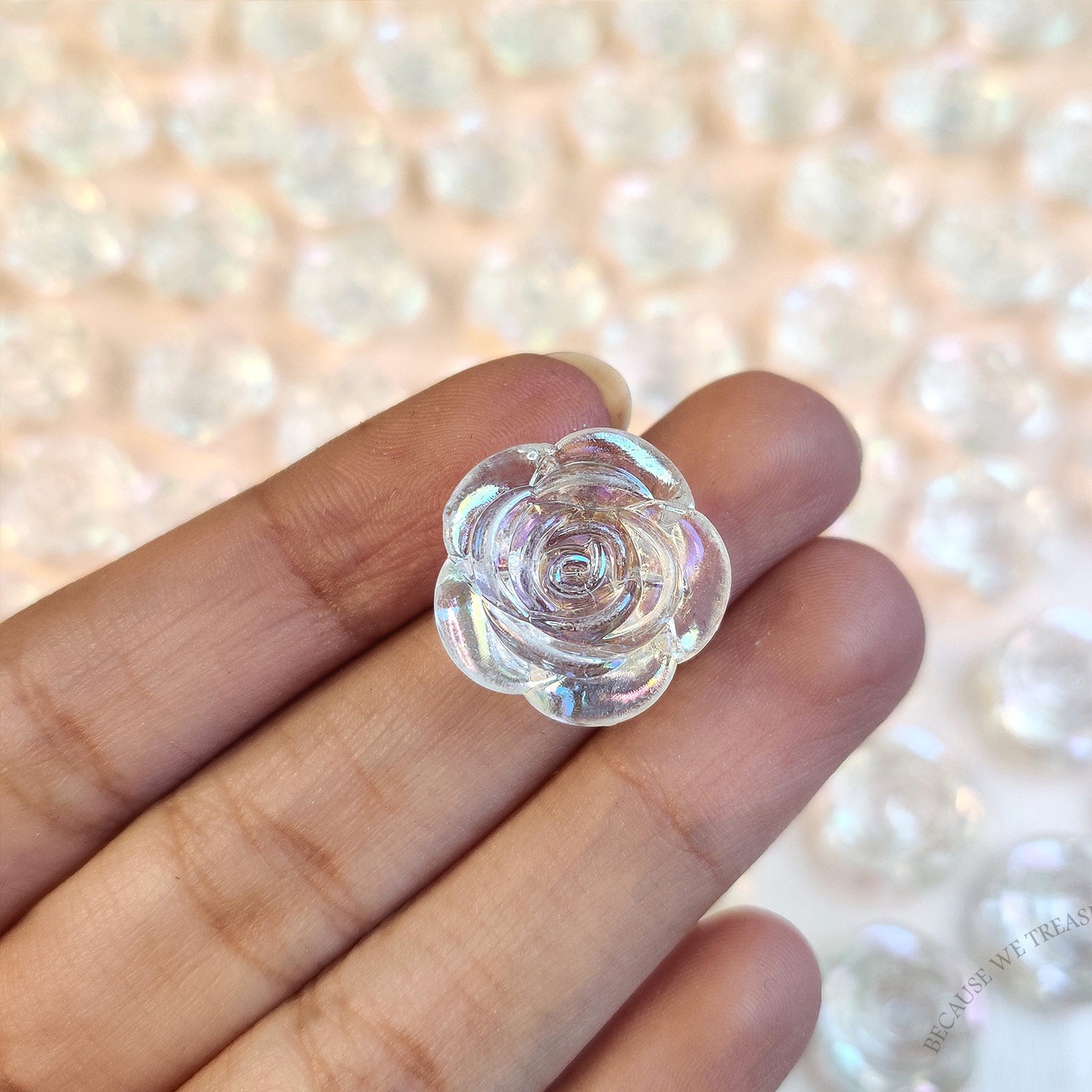 Holographic Crystal Rose Bead