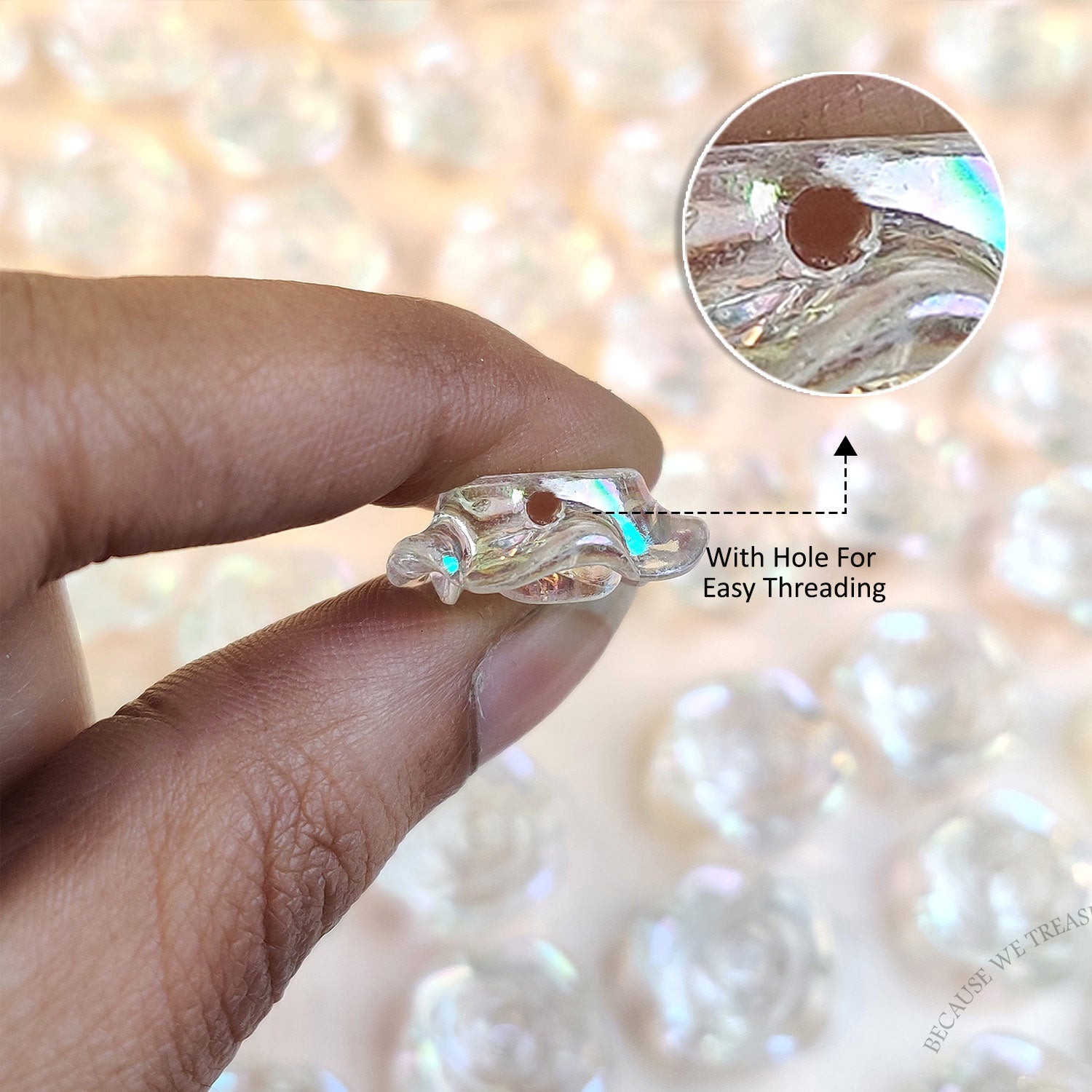 Holographic Crystal Rose Bead