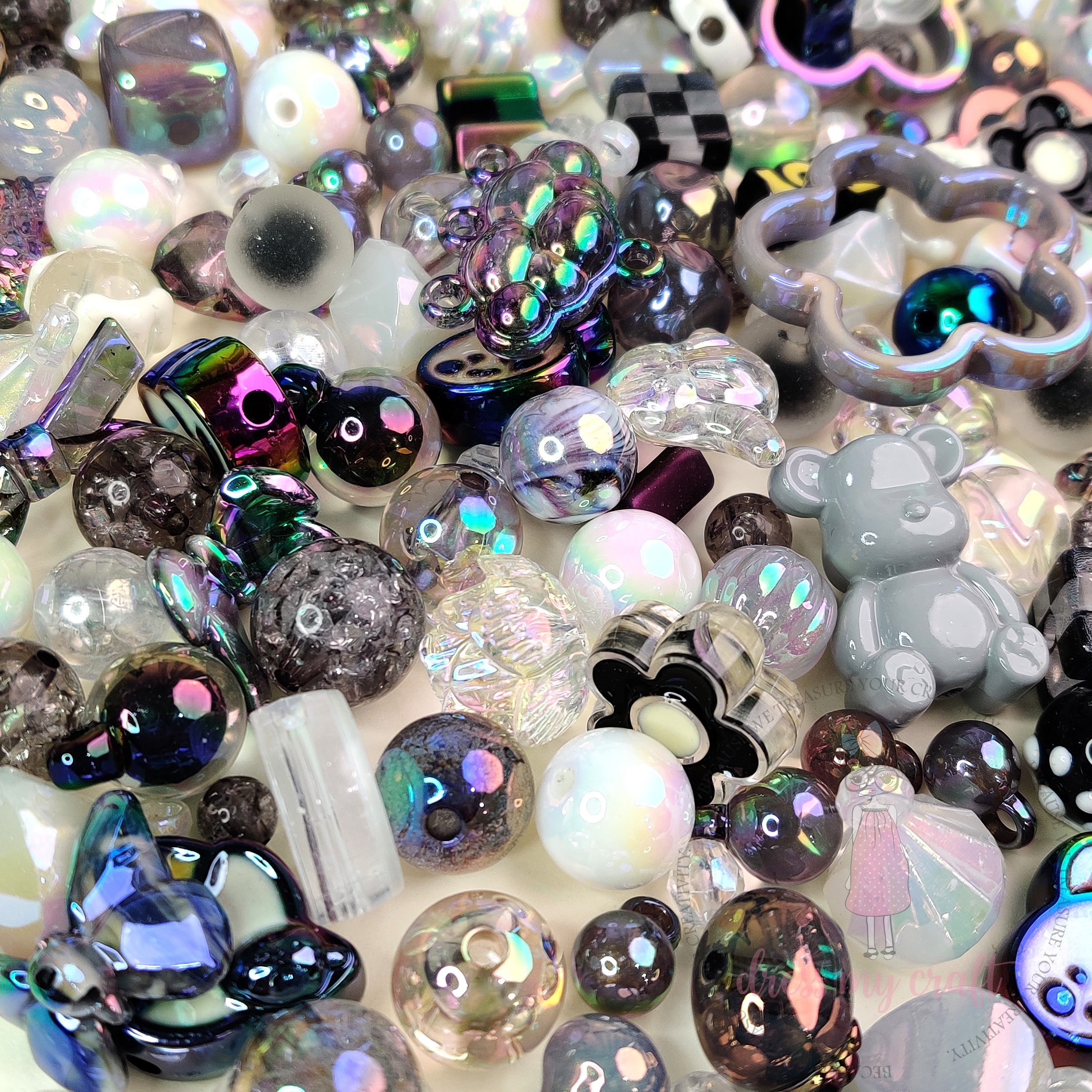 Premium Acrylic Beads -Black Family