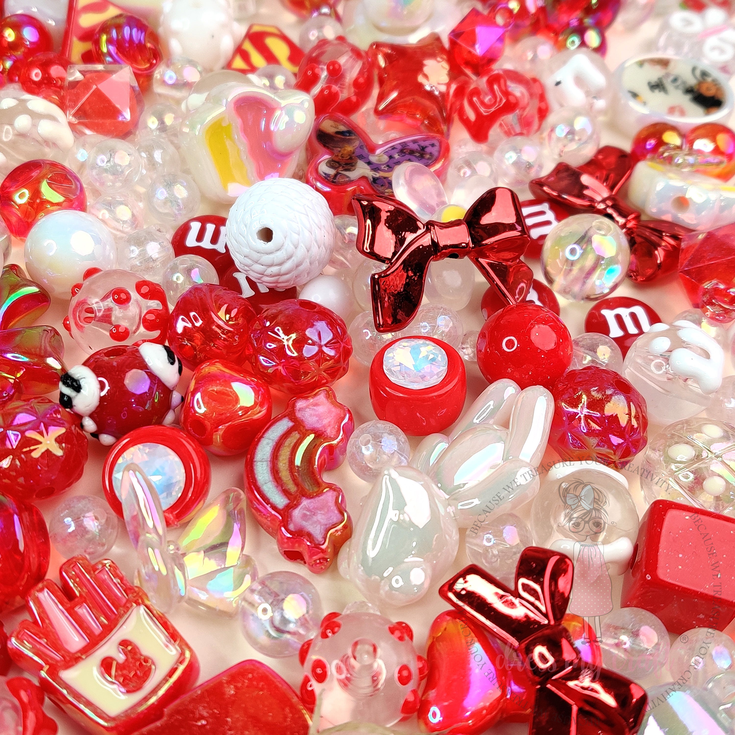 Premium Acrylic Beads -Red Family