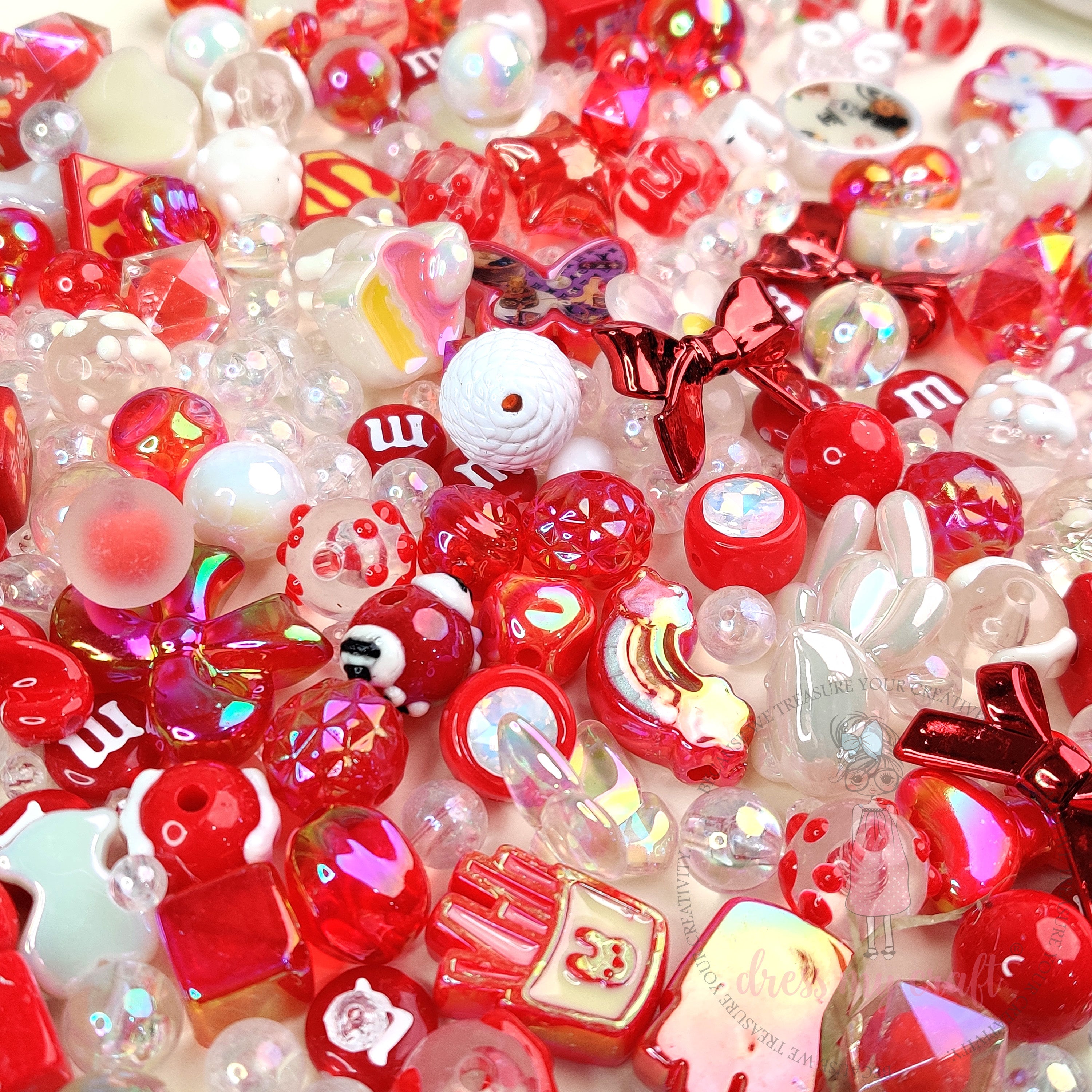 Premium Acrylic Beads -Red Family