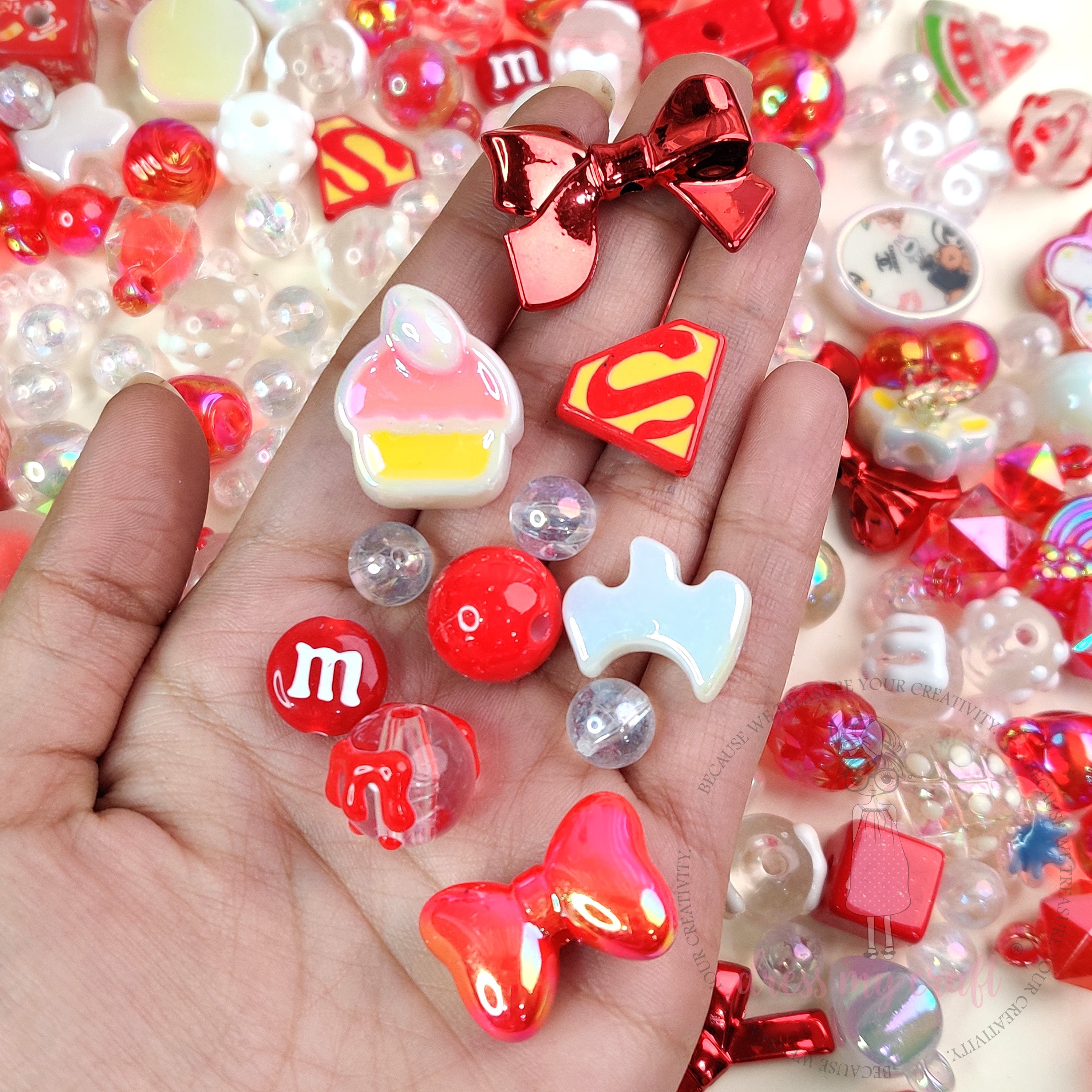 Premium Acrylic Beads -Red Family