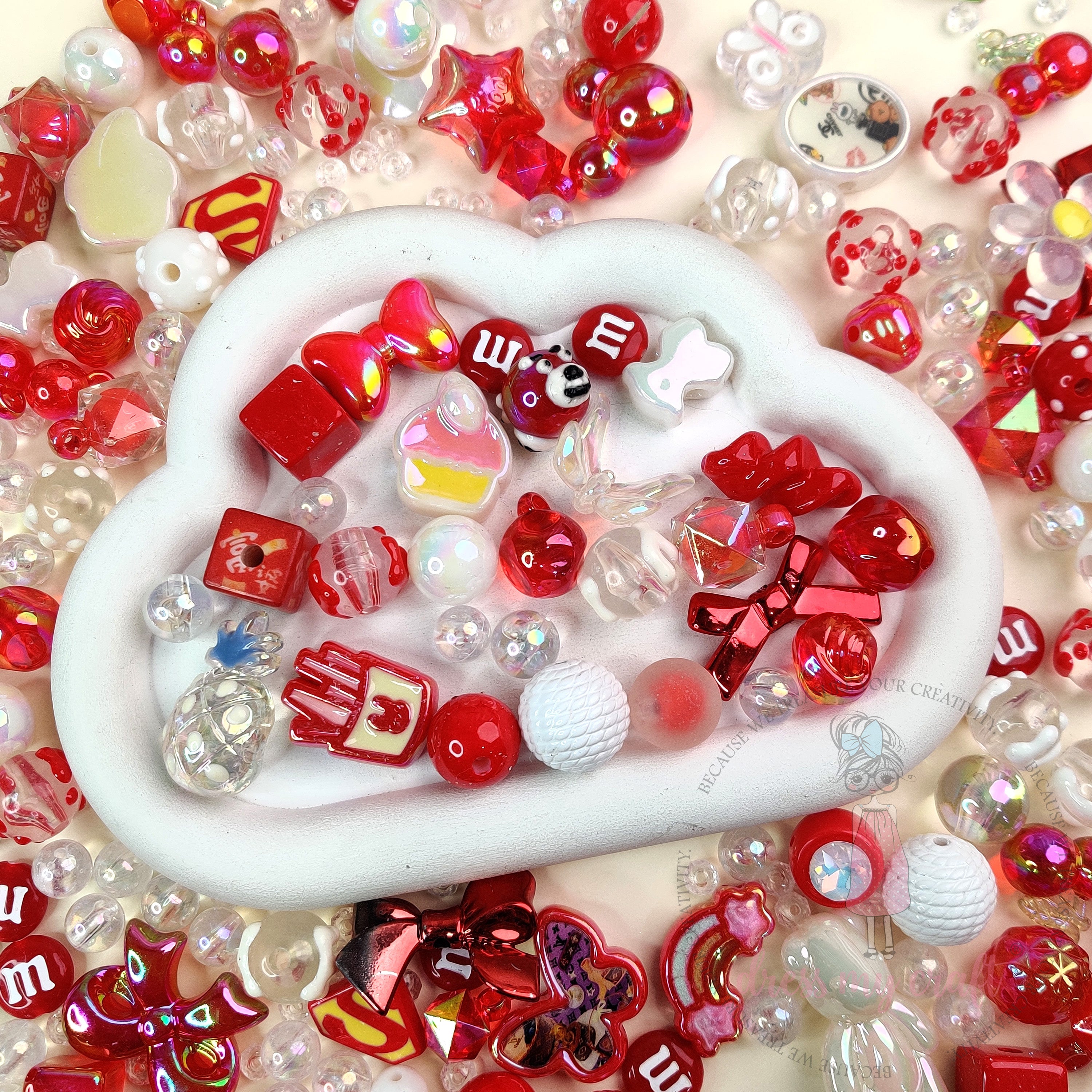 Premium Acrylic Beads -Red Family