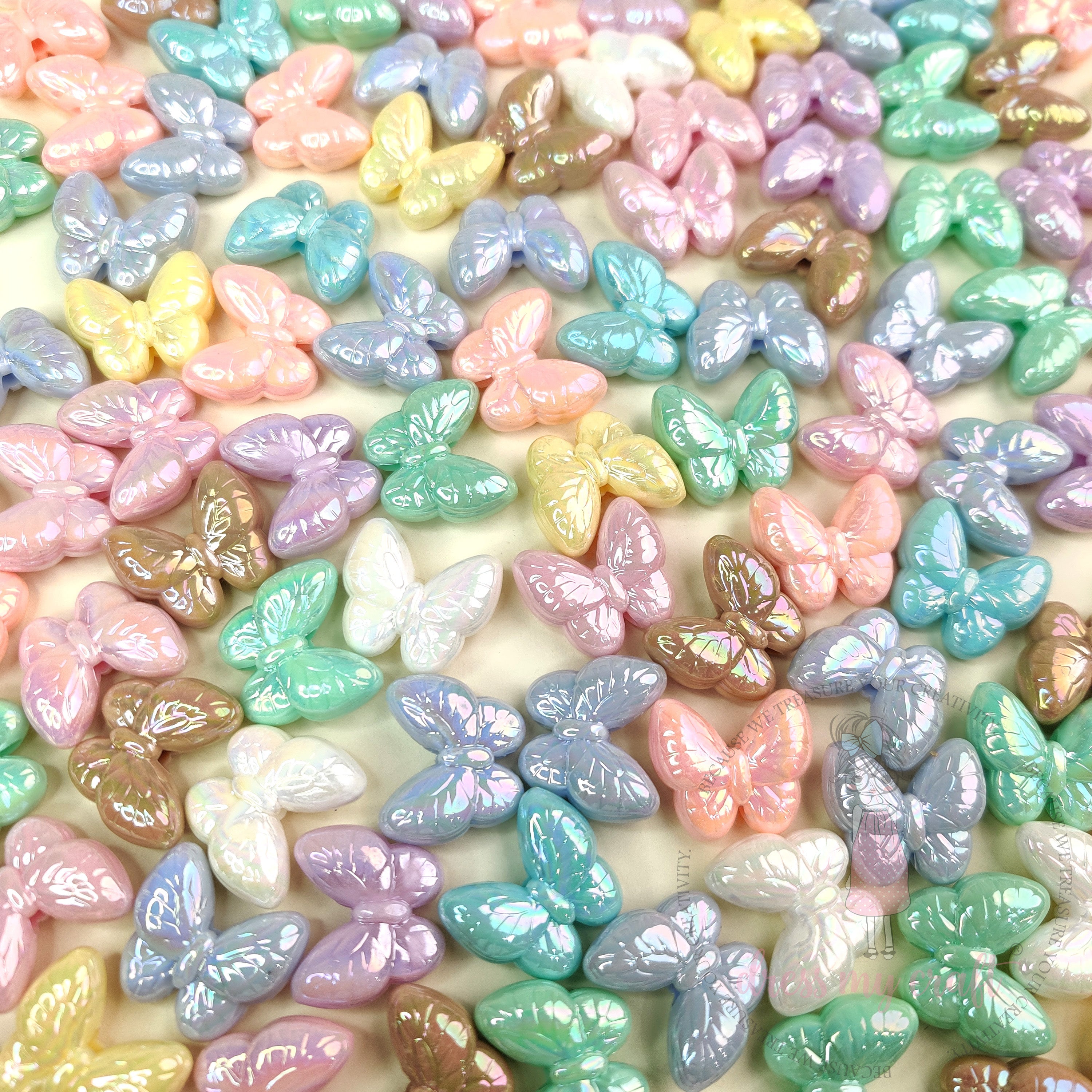 Holographic Textured Wing Butterfly Beads