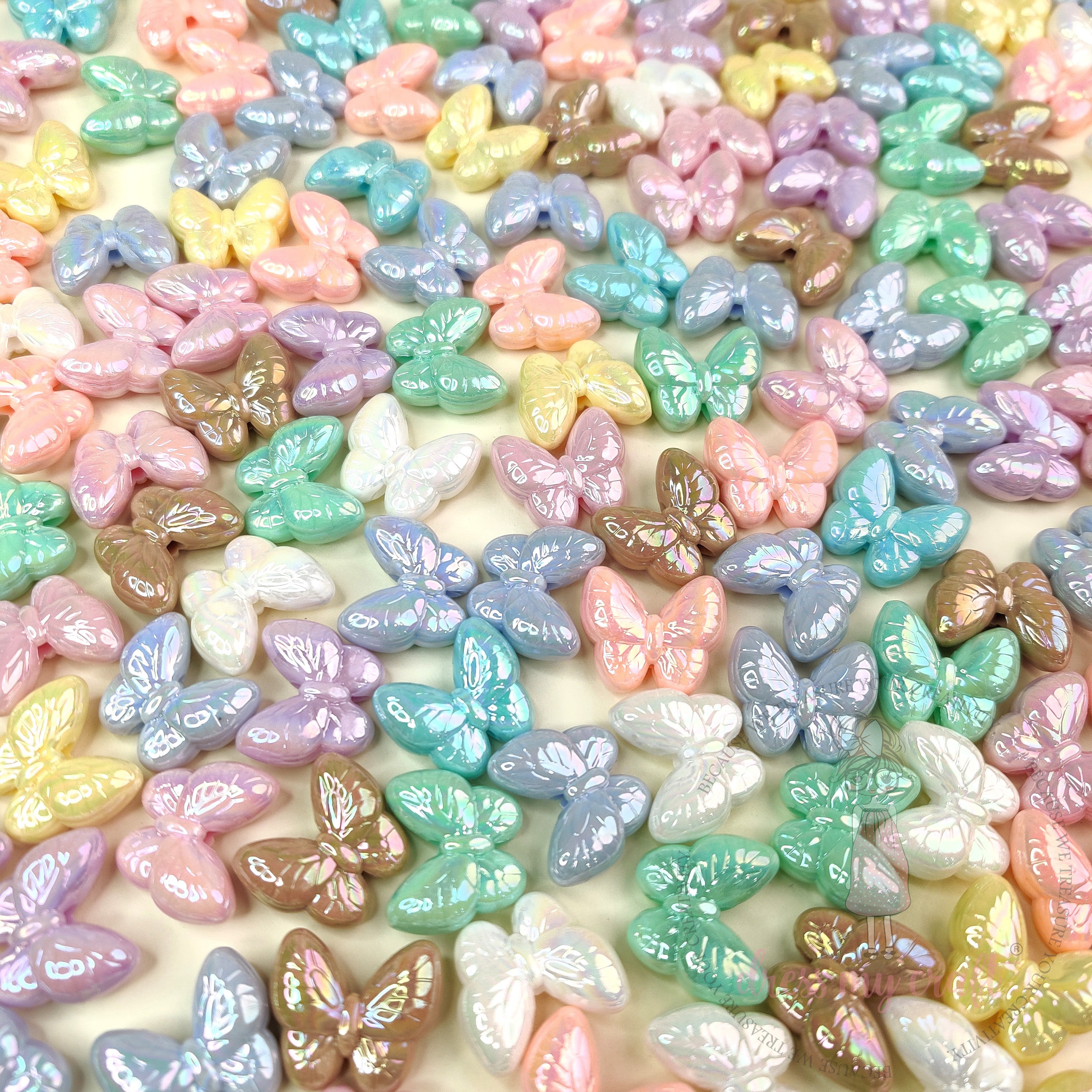 Holographic Textured Wing Butterfly Beads