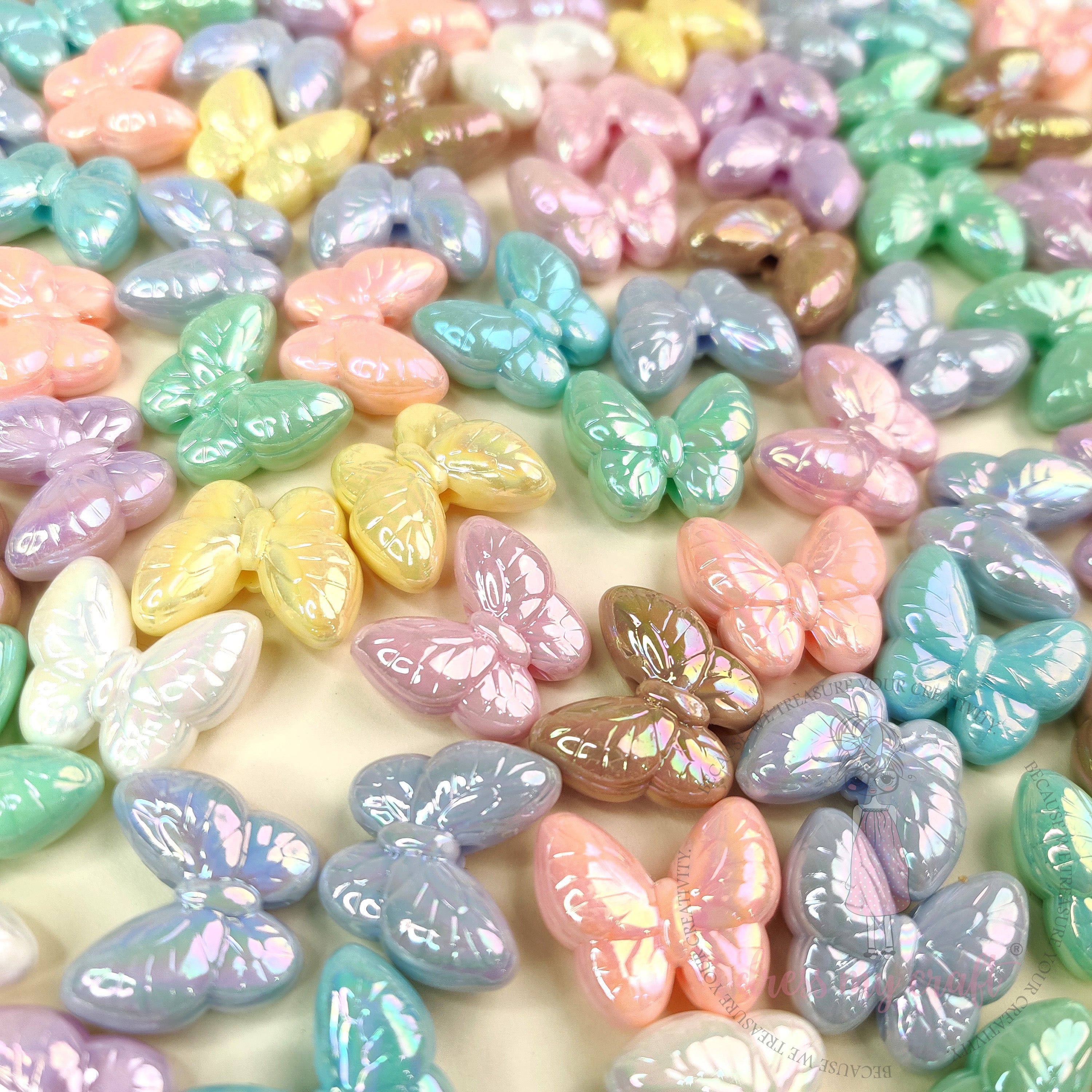 Holographic Textured Wing Butterfly Beads