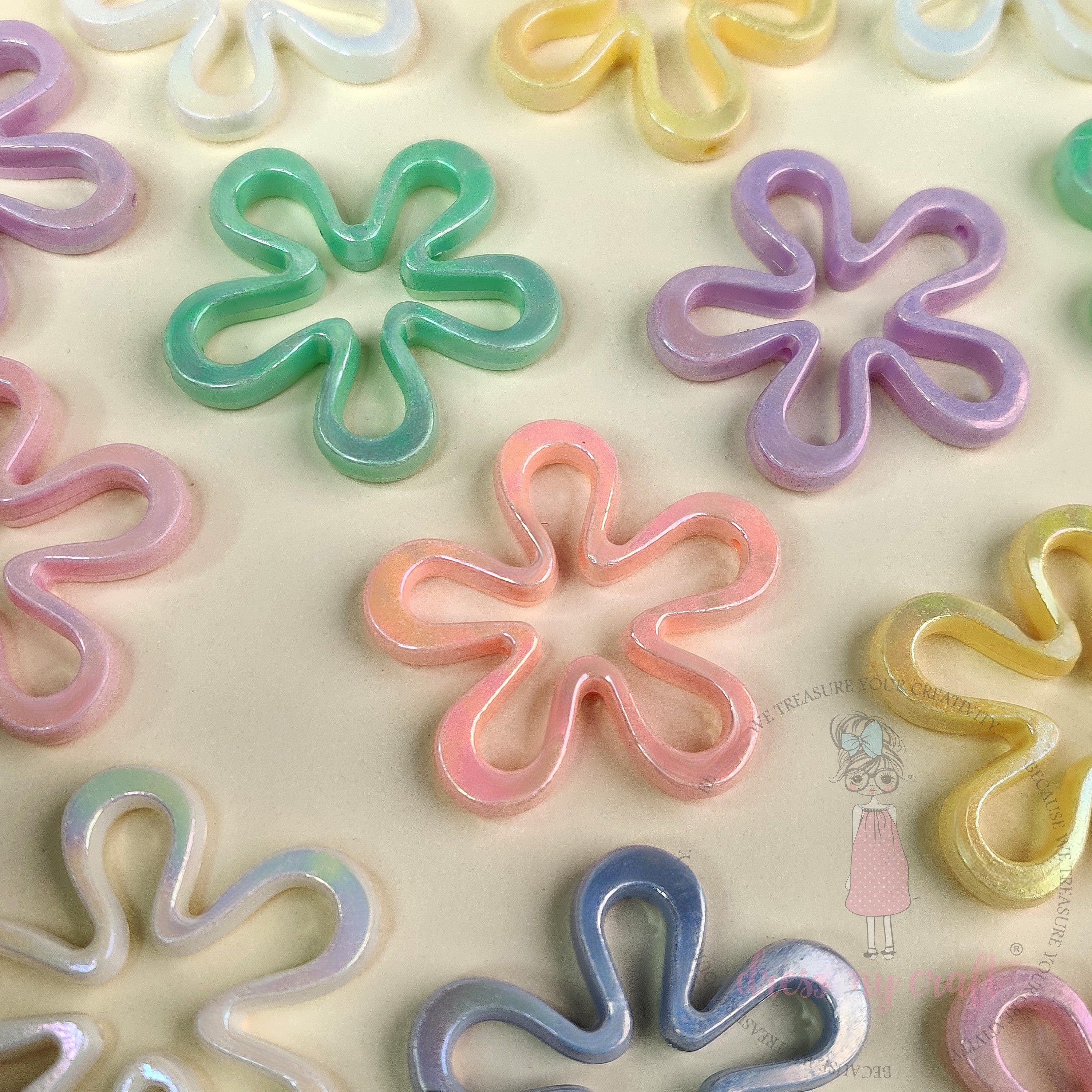 Holographic Wavy Bloom Beads