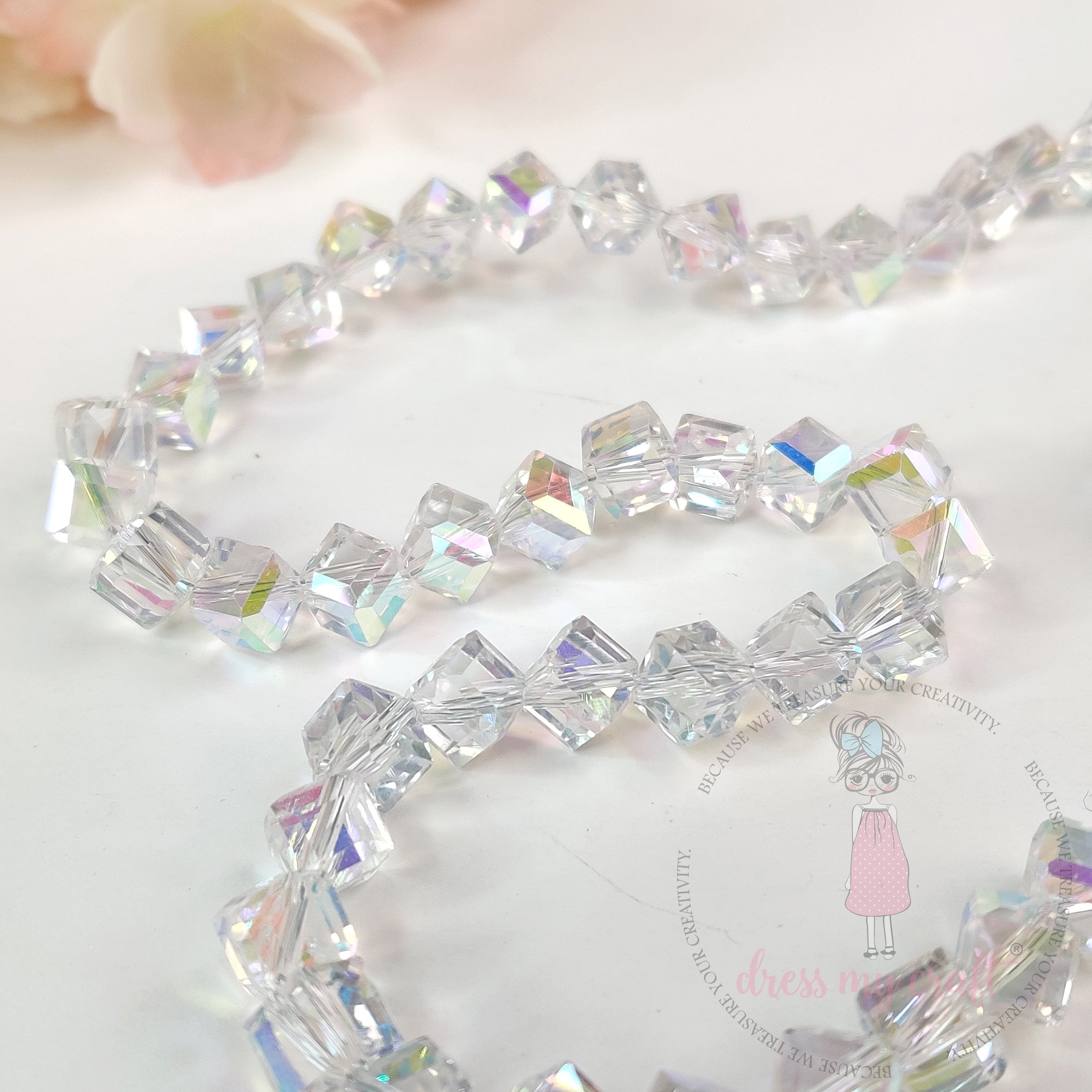 Crystal Clear Cube Beads
